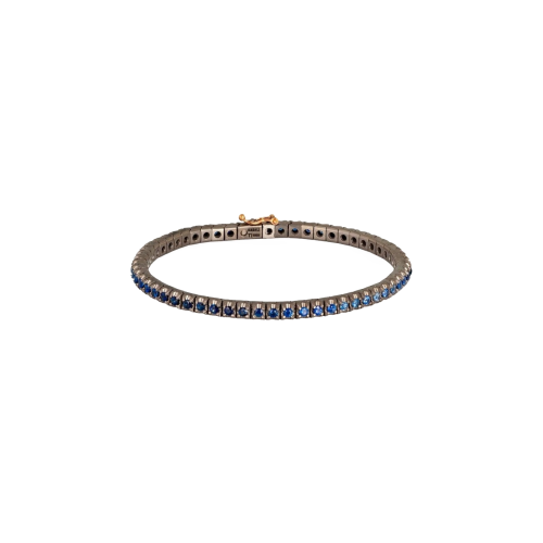 Accedi alla scheda di Mano | J . BRACCIALE TENNIS CLASSICO IN TITANIO, ORO ROSSO 18 KT E ZAFFIRI BLU DA 3 PUNTI - MINTENBRTZAFBR3PT