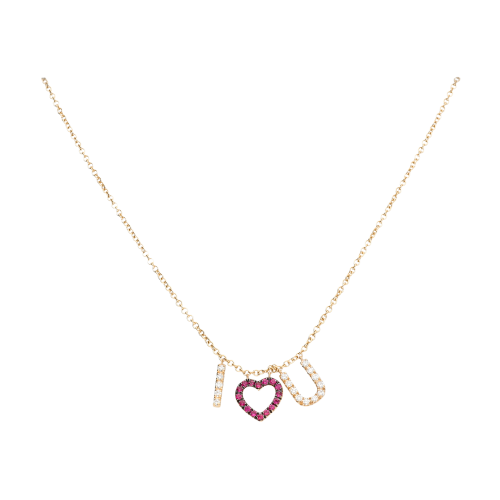 Accedi alla scheda di Bartorelli Italian Jewels I LOVE U - Collana in oro rosa con diamanti bianchi e rubini - FC2425-3R001007N