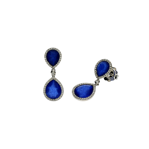 Accedi alla scheda di Bartorelli Italian Jewels Orecchini in oro bianco 18 carati,zaffiri blu,cristallo di rocca e diamanti bianchi taglio brillante - O250/24 OB