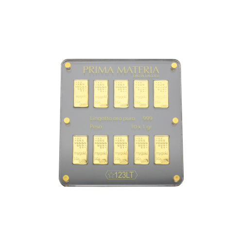Accedi alla scheda di Prima Materia PRIMA MATERIA BLISTER 10 LINGOTTI ORO PURO 999 (24 CARATI) DA 1 GR. - PMG10GR