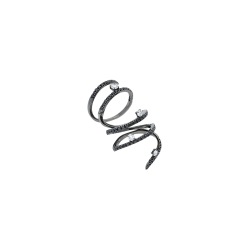 Accedi alla scheda di Bartorelli Italian Jewels Magic Snake - Anello in oro brunito 18 carati,diamanti neri e diamanti bianchi taglio brillante - SK-5475A*BN-