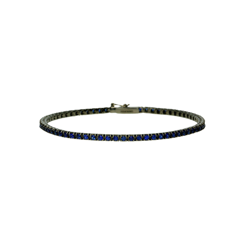 Accedi alla scheda di Bartorelli Italian Jewels Bracciale tennis in oro nero e zaffiri blu taglio brillante - cm 17,5 - VB06591SBBW