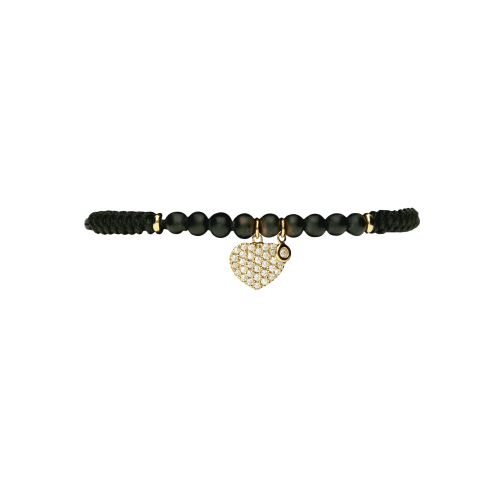 Accedi alla scheda di Bartorelli Italian Jewels Bracciale cordone con onici e cuore in oro rosa 18 carati e diamanti - VB22491D0XP
