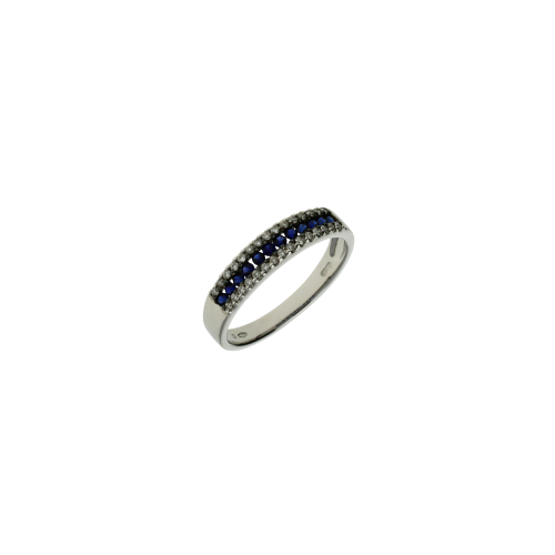 Accedi alla scheda di Bartorelli Italian Jewels Anello in oro bianco 18 carati con zaffiri blu e diamanti bianchi taglio brillante - VR21625DSBW-