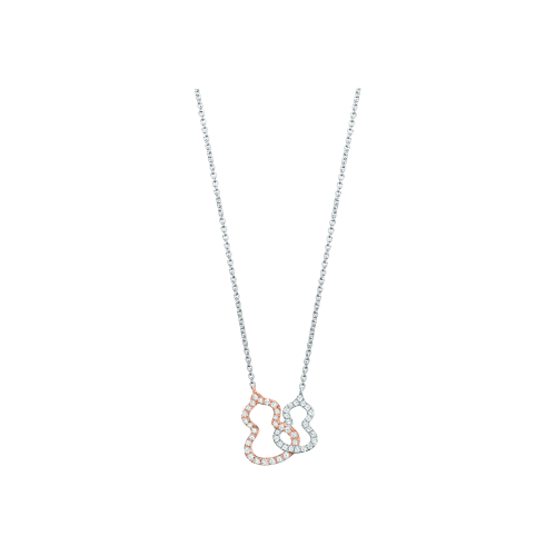 Accedi alla scheda di Qeelin COLLANA PETITE DOUBLE WULU IN ORO ROSA E ORO BIANCO CON DIAMANTI - WU-NL0004D-WGRGD - W2NPT4ARWDI