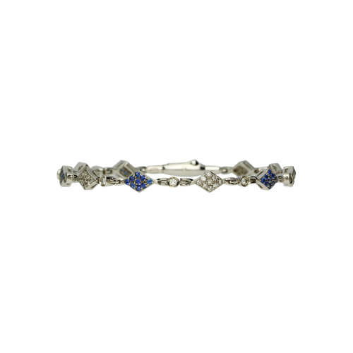 Accedi alla scheda di Bartorelli Italian Jewels Bracciale in oro bianco 18 carati con diamanti bianchi e zaffiri blu taglio brillante - ZBBR128