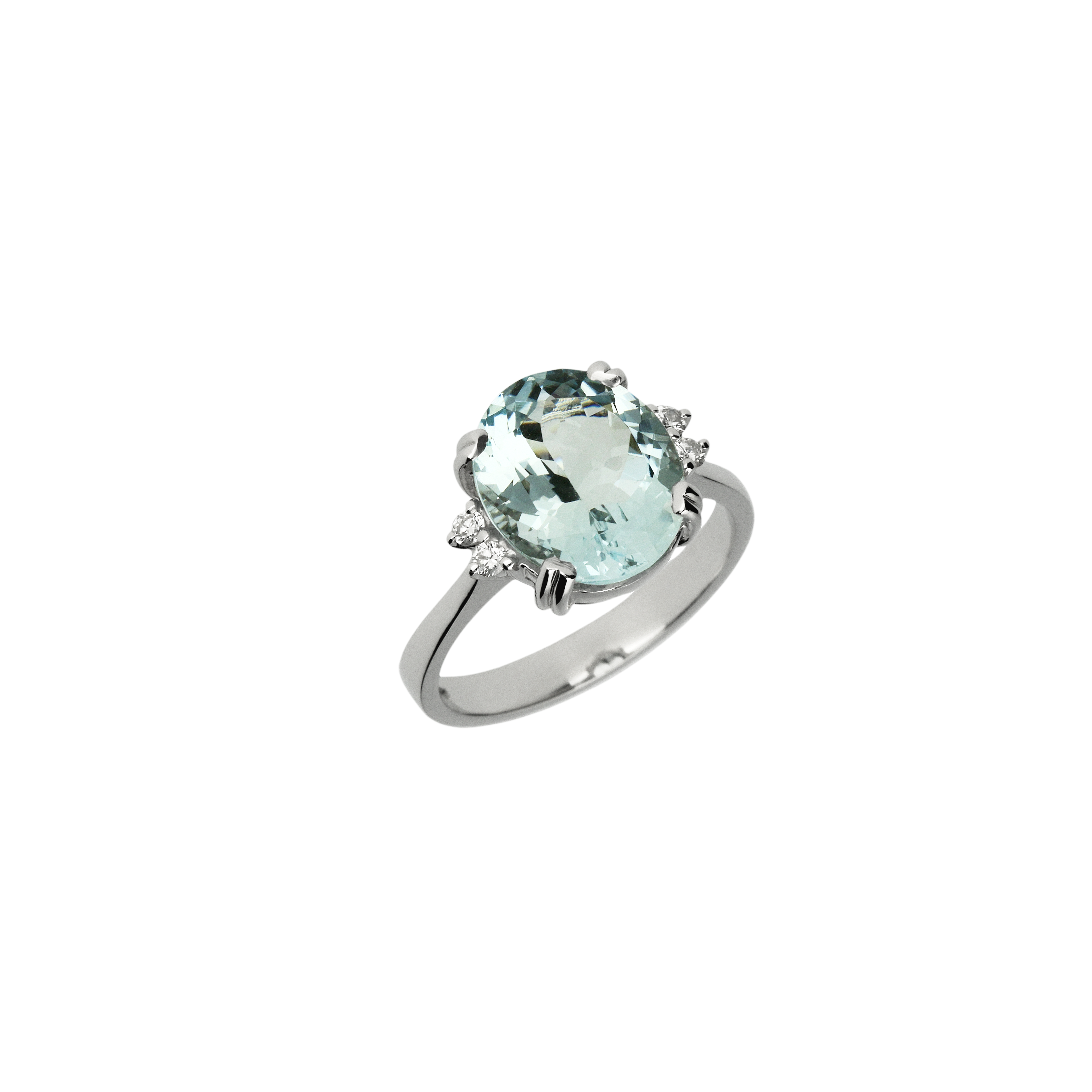 Bartorelli Italian Jewels | Anello in oro bianco 18 carati con acquamarina e dimanti bianchi taglio brillante - 34611243 (1)