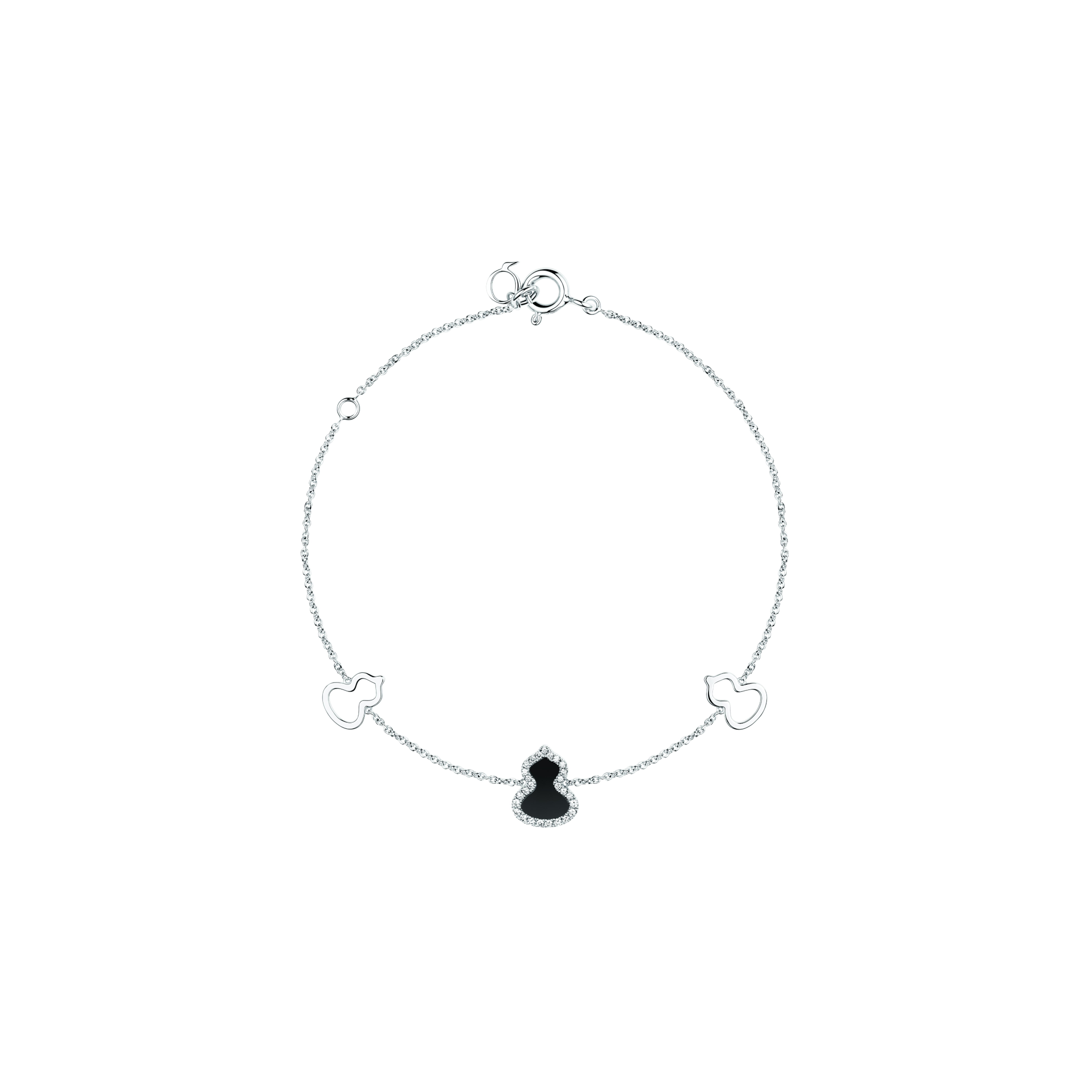 Qeelin | BRACCIALE PETITE WULU IN ORO BIANCO CON DIAMANTI E ONICE - WU-BR0001A-WGDON - WUBPT1BWGON (1)