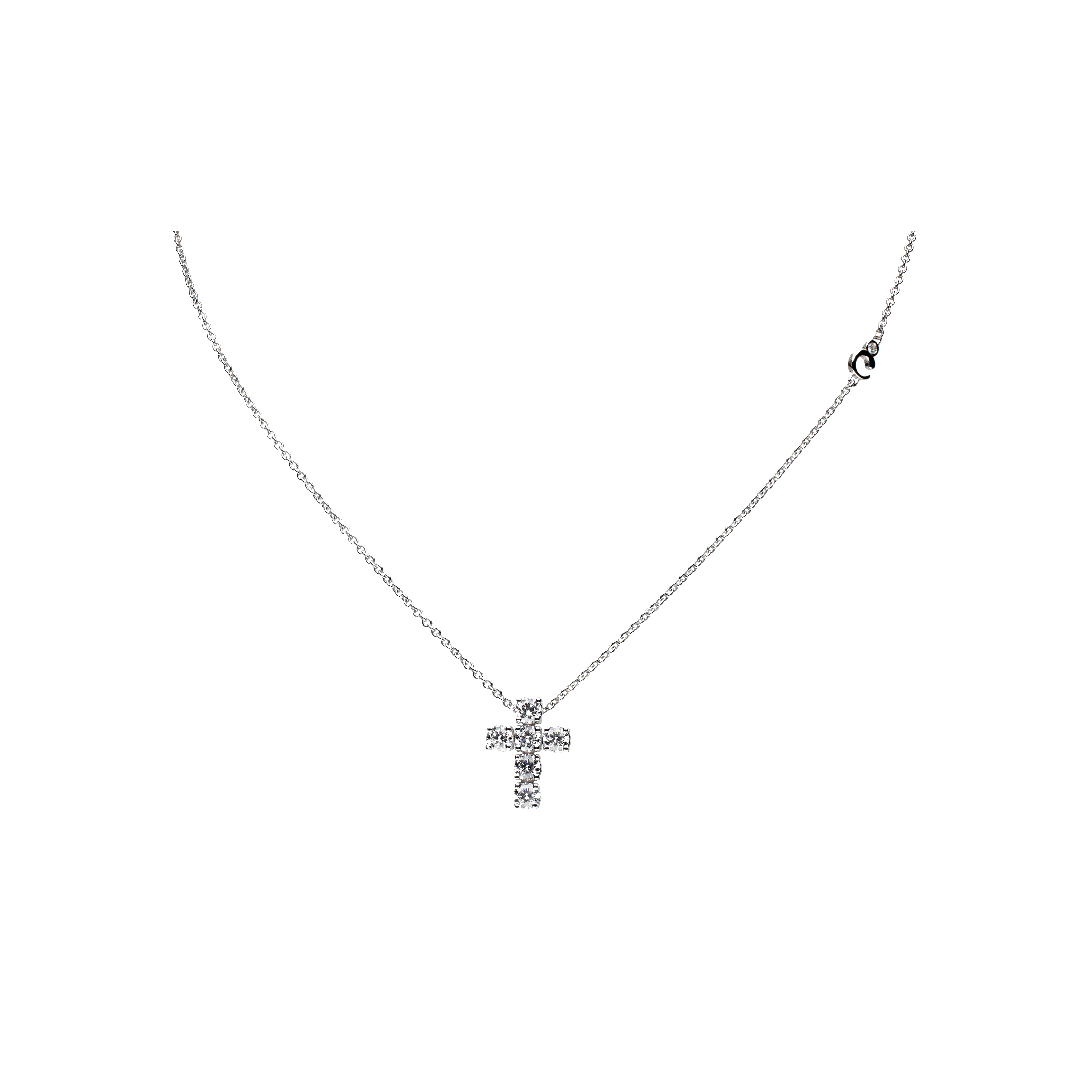 Bartorelli Italian Jewels | COLLANA GIROCOLLO IN ORO BIANCO CON CROCE PENDENTE IN DIAMANTI - 117-C352 (1)