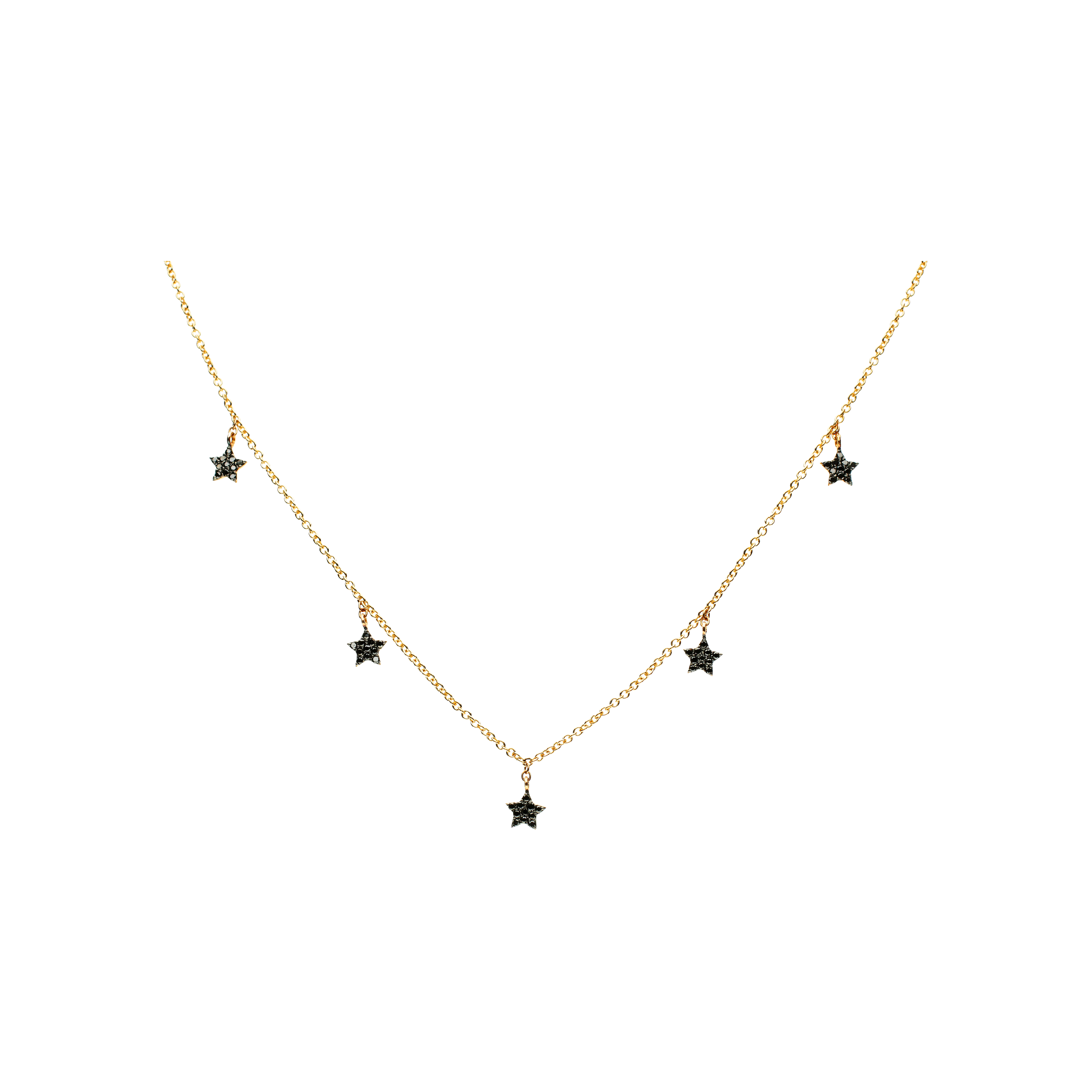 Bartorelli Italian Jewels | COLLANA GIROCOLLO IN ORO ROSA CON STELLE PENDENTI E DIAMANTI NERI - C054/3-OR-DN (1)