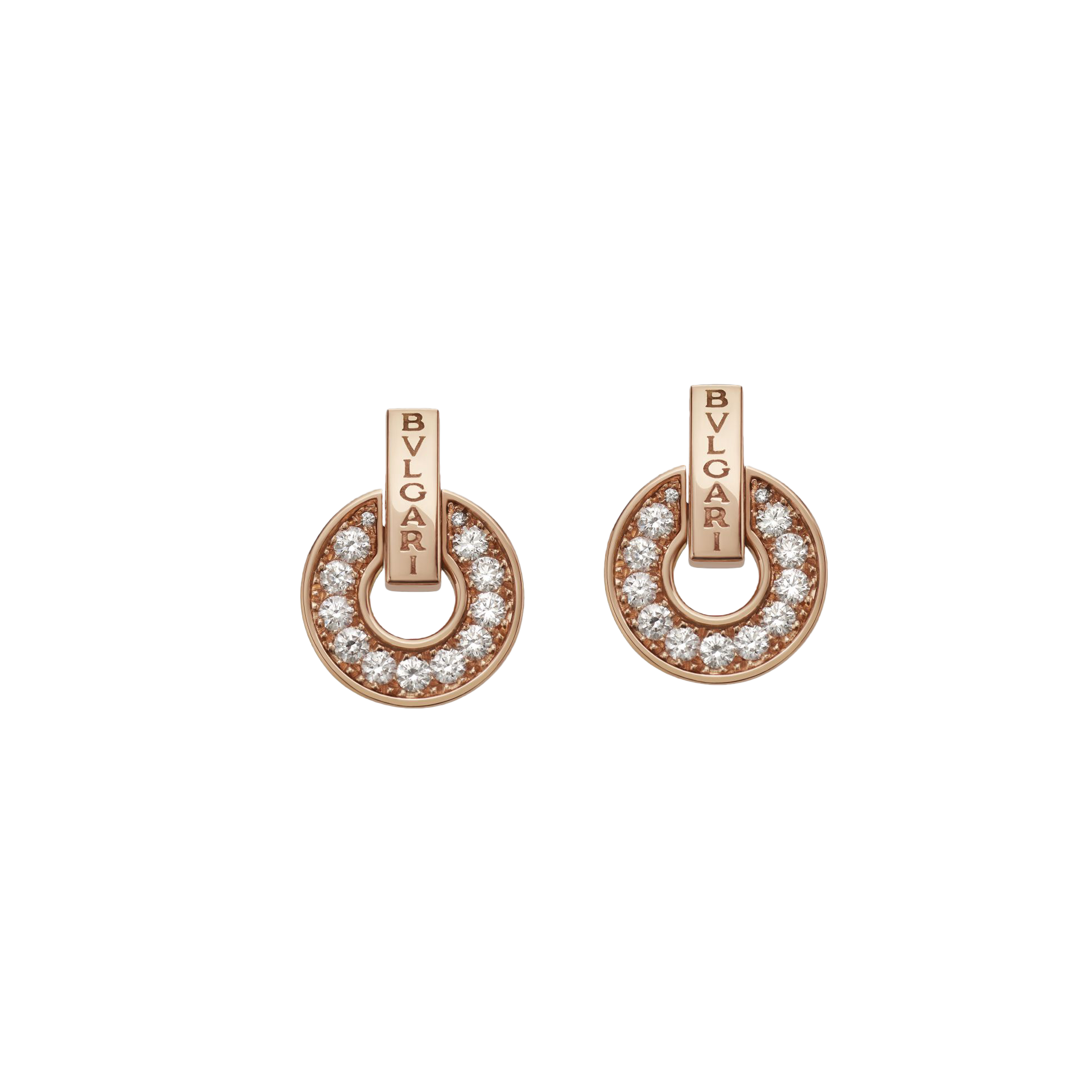 Bulgari | ORECCHINI BVLGARI BVLGARI IN ORO ROSA CON PAV&Eacute; DI DIAMANTI - OR858823 - OR858823 (1)