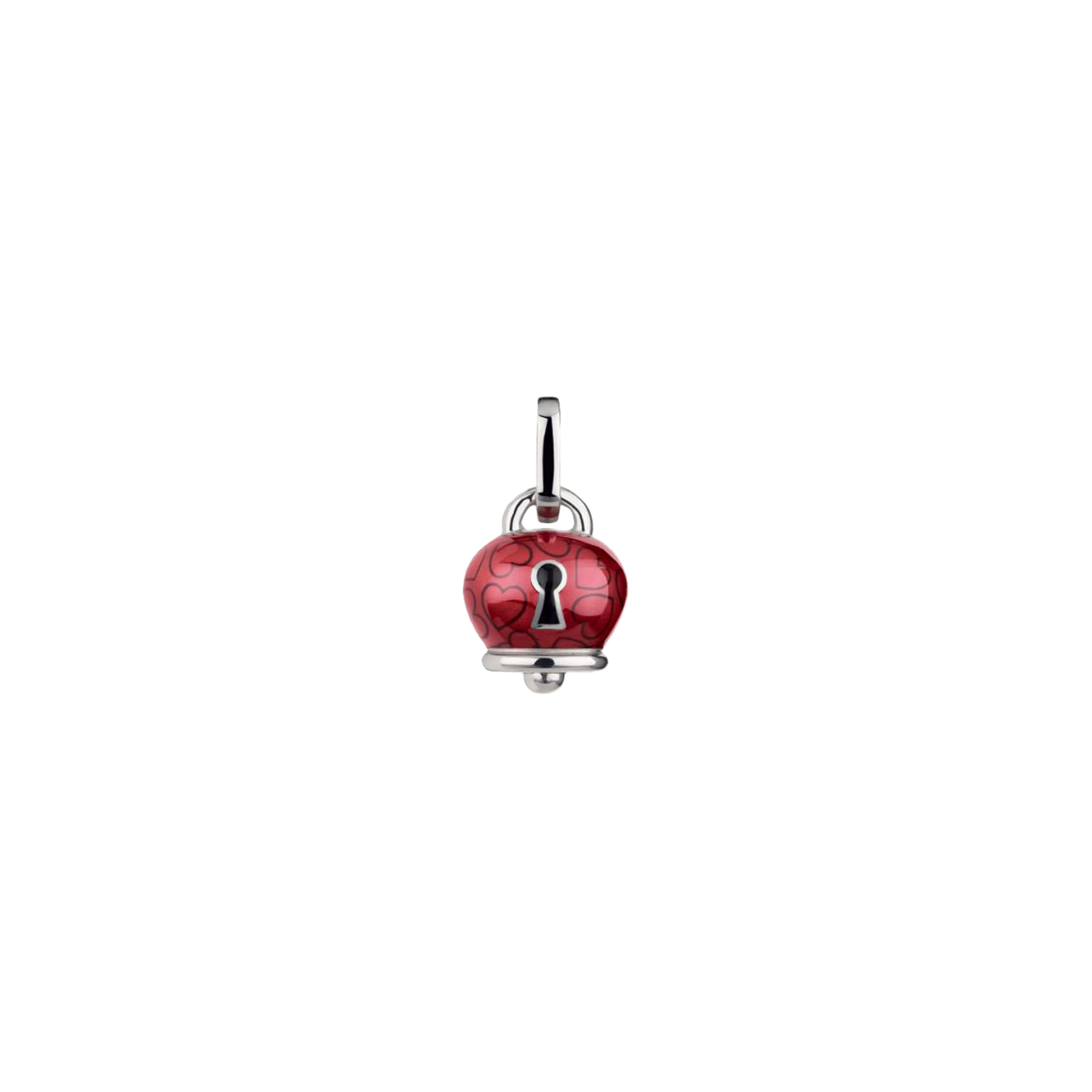 Chantecler | CIONDOLO CAMPANELLA ET VOILA' MICRO CON CUORI E LUCCHETTO IN ARGENTO, SMALTO NERO E ROSSO - 40021 - 40021 (1)