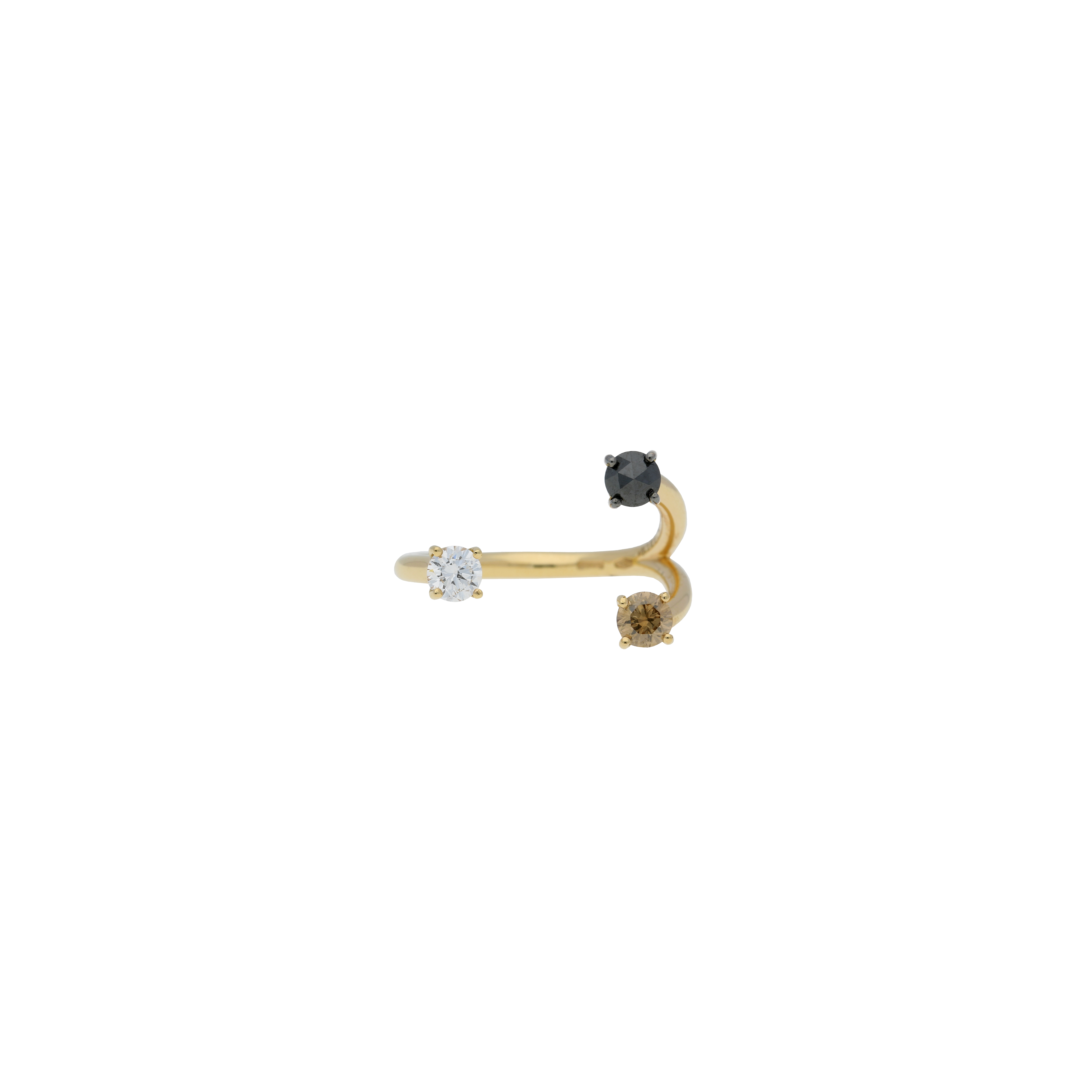 Bartorelli Italian Jewels | ANELLO PUNTI LUCE APERTO IN ORO ROSA CON DIAMANTE BIANCO, DIAMANTE BROWN E DIAMANTE NERO - 52069801 (2)