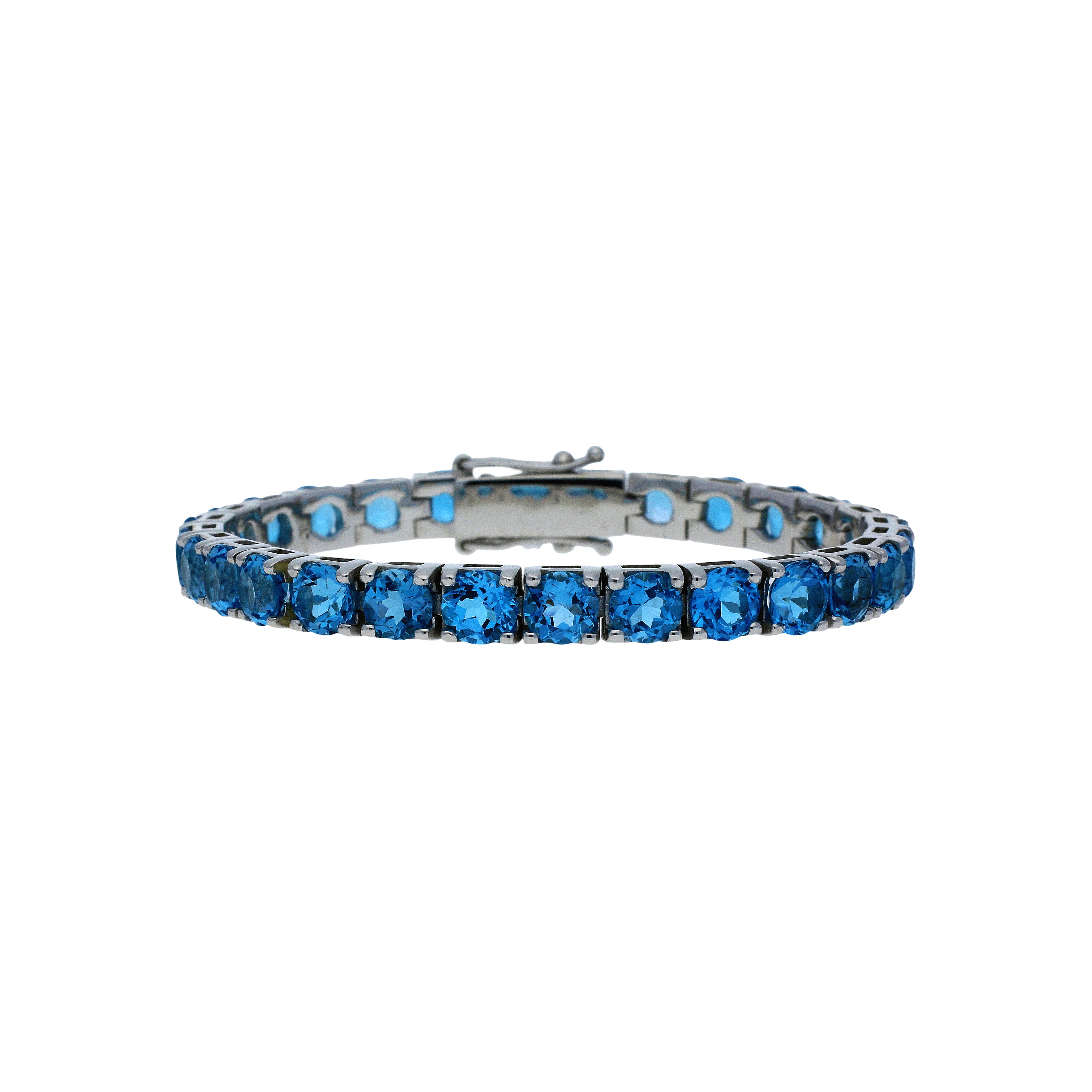 Bartorelli Italian Jewels | BRACCIALE TENNIS IN ORO BIANCO E TOPAZI AZZURRI - 701138 (1)