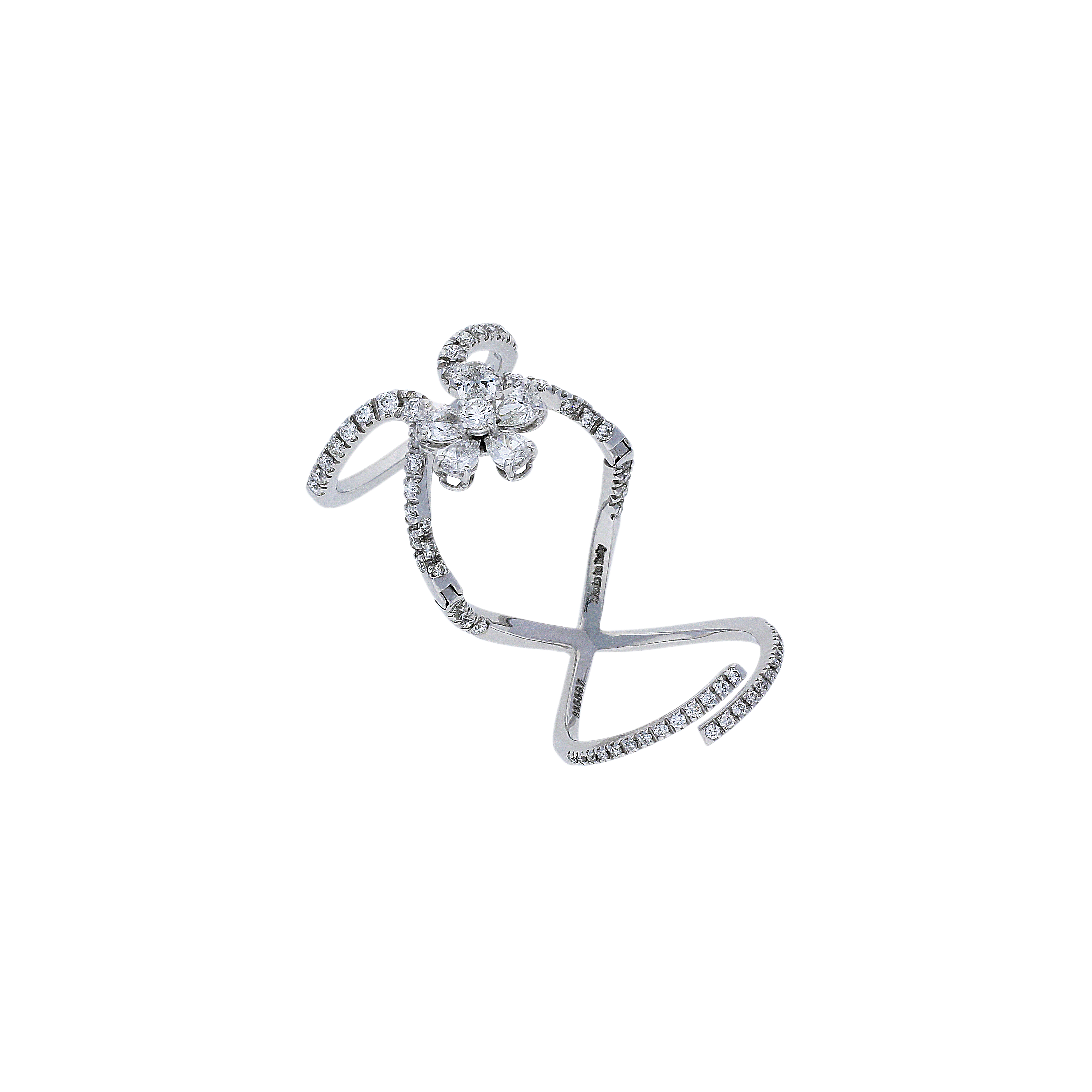 Bartorelli Italian Jewels | Magic Snake - Anello in oro bianco 18 carati e diamanti bianchi taglio brillante - 7557A- (1)