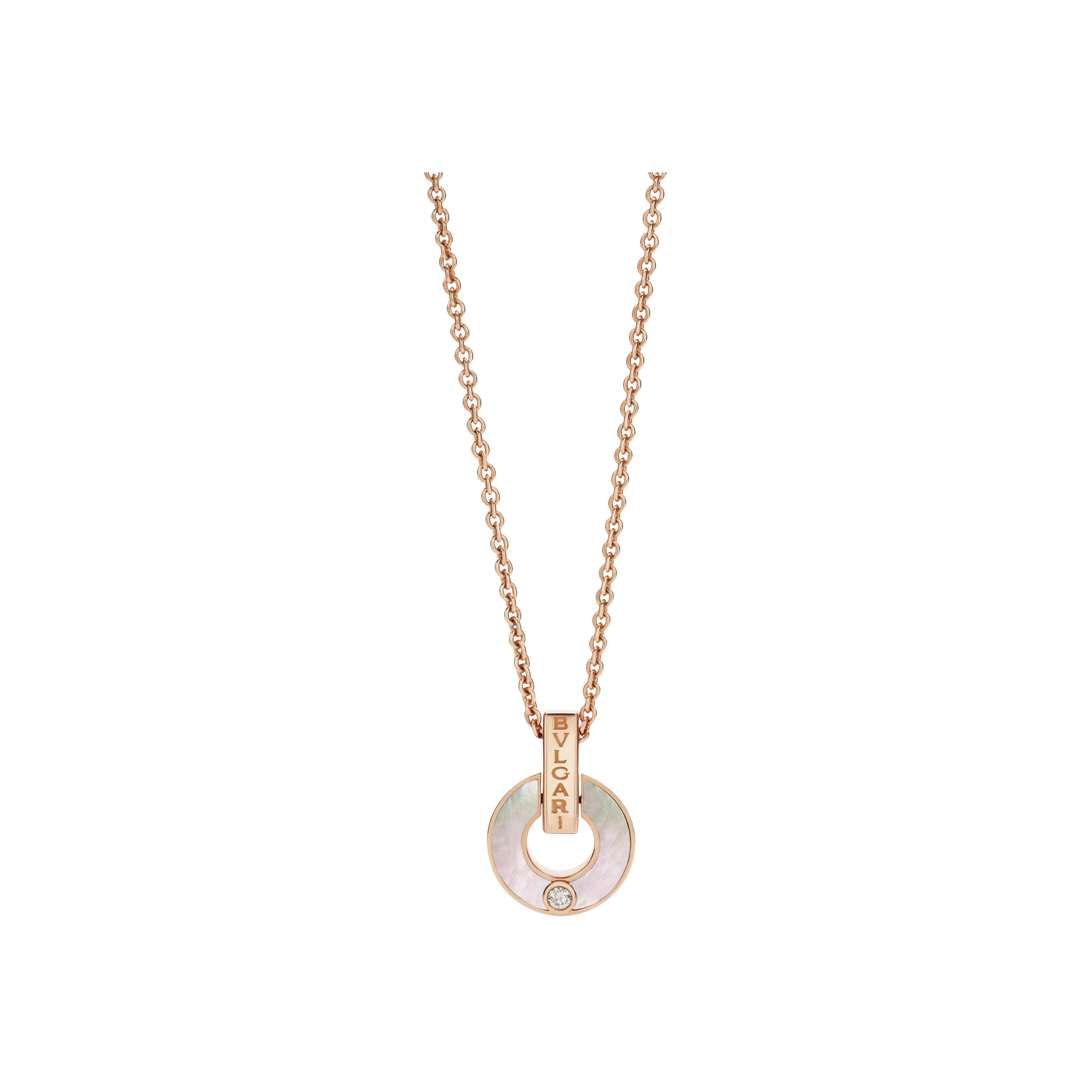 Bulgari | COLLANA BVLGARI BVLGARI IN ORO ROSA CON MADREPERLA E DIAMANTE - CL858950 - CL858950 (1)