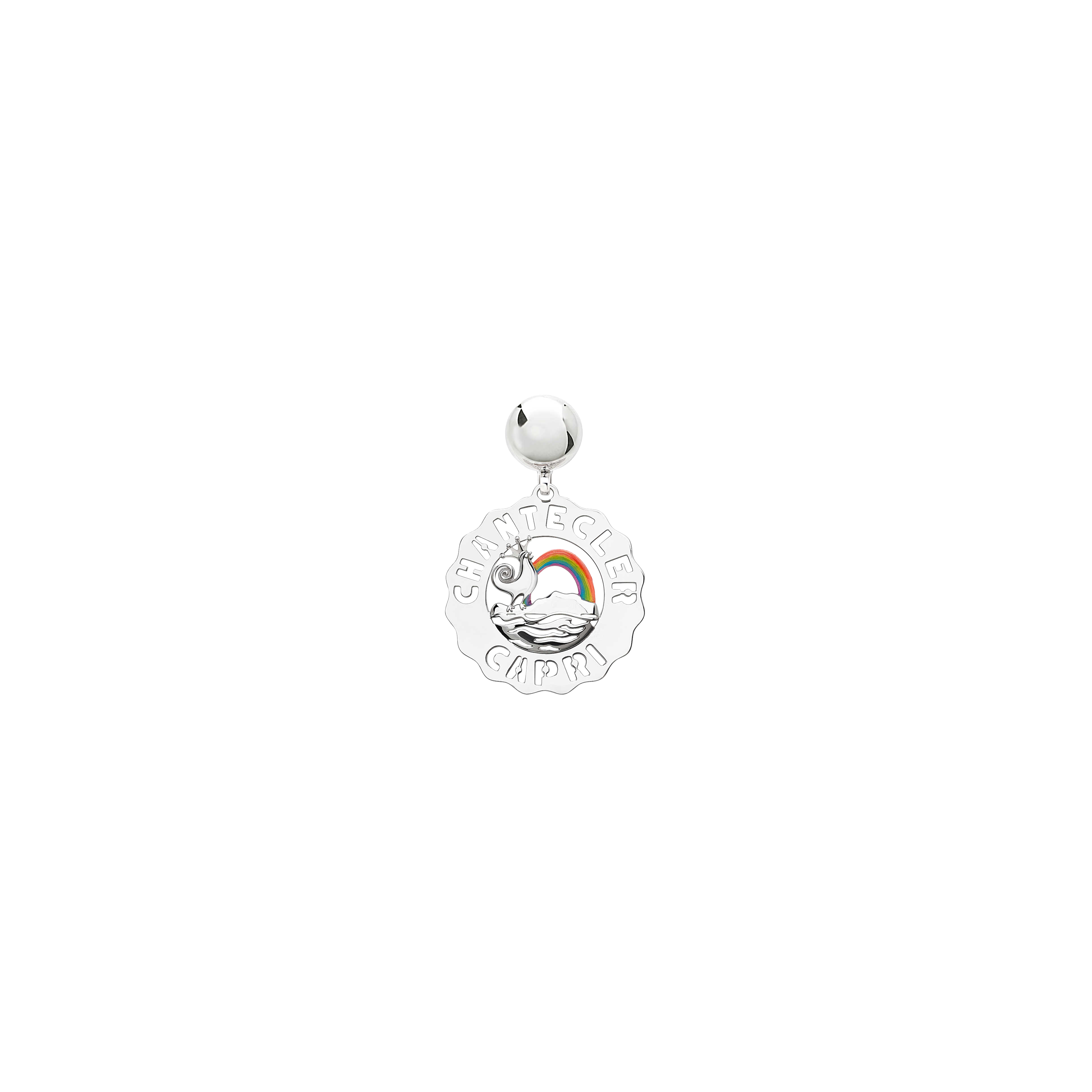 Chantecler | MONO ORECCHINO GRANDE CHANTECLER GALLO E ARCOBALENO IN ARGENTO E SMALTI COLORATI - 40180 - 40180 (1)