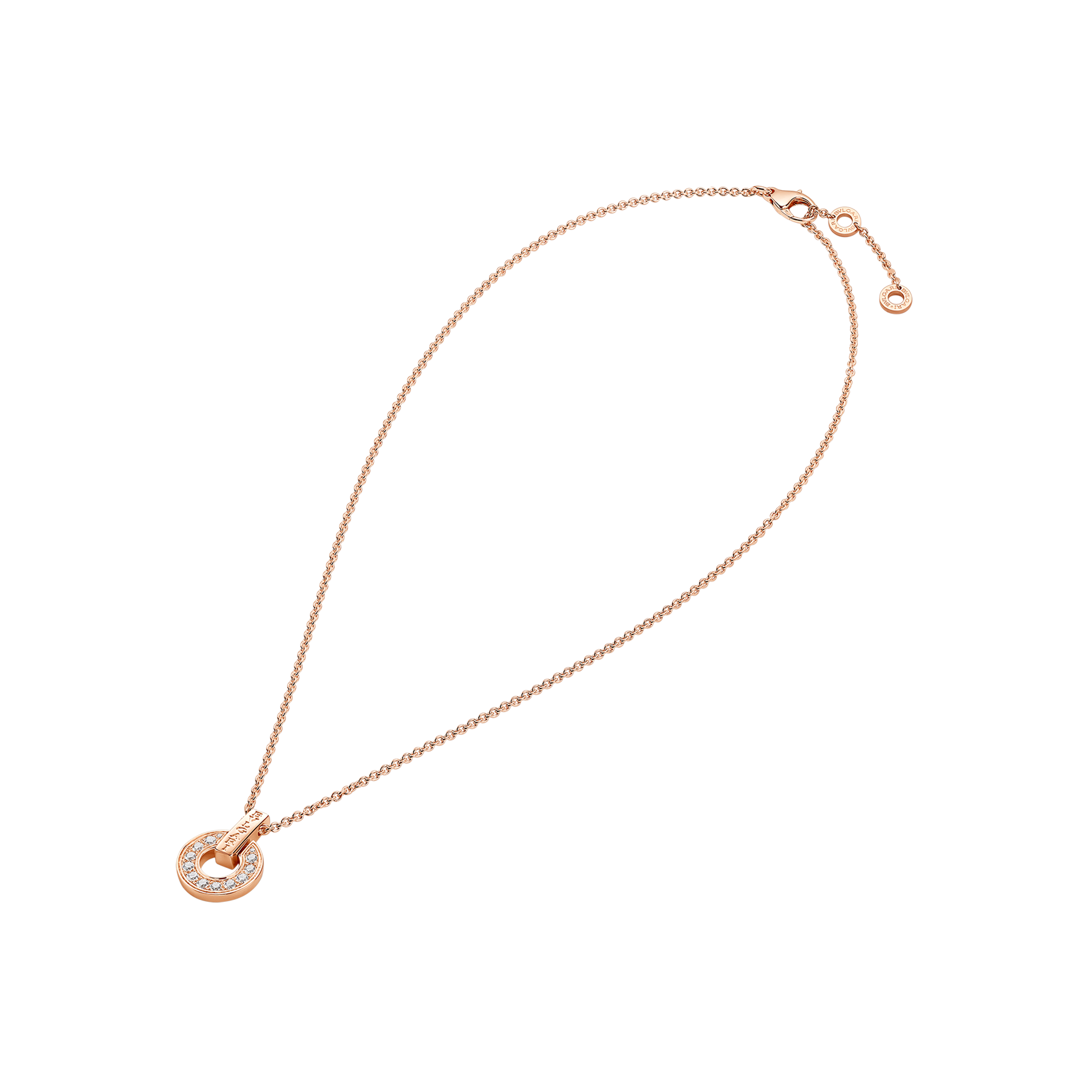 Bulgari | COLLANA BVLGARI BVLGARI OPENWORK IN ORO ROSA CON DIAMANTI PAV&Eacute; PIENI SUL PENDENTE - CL858774 - CL858774 (2)