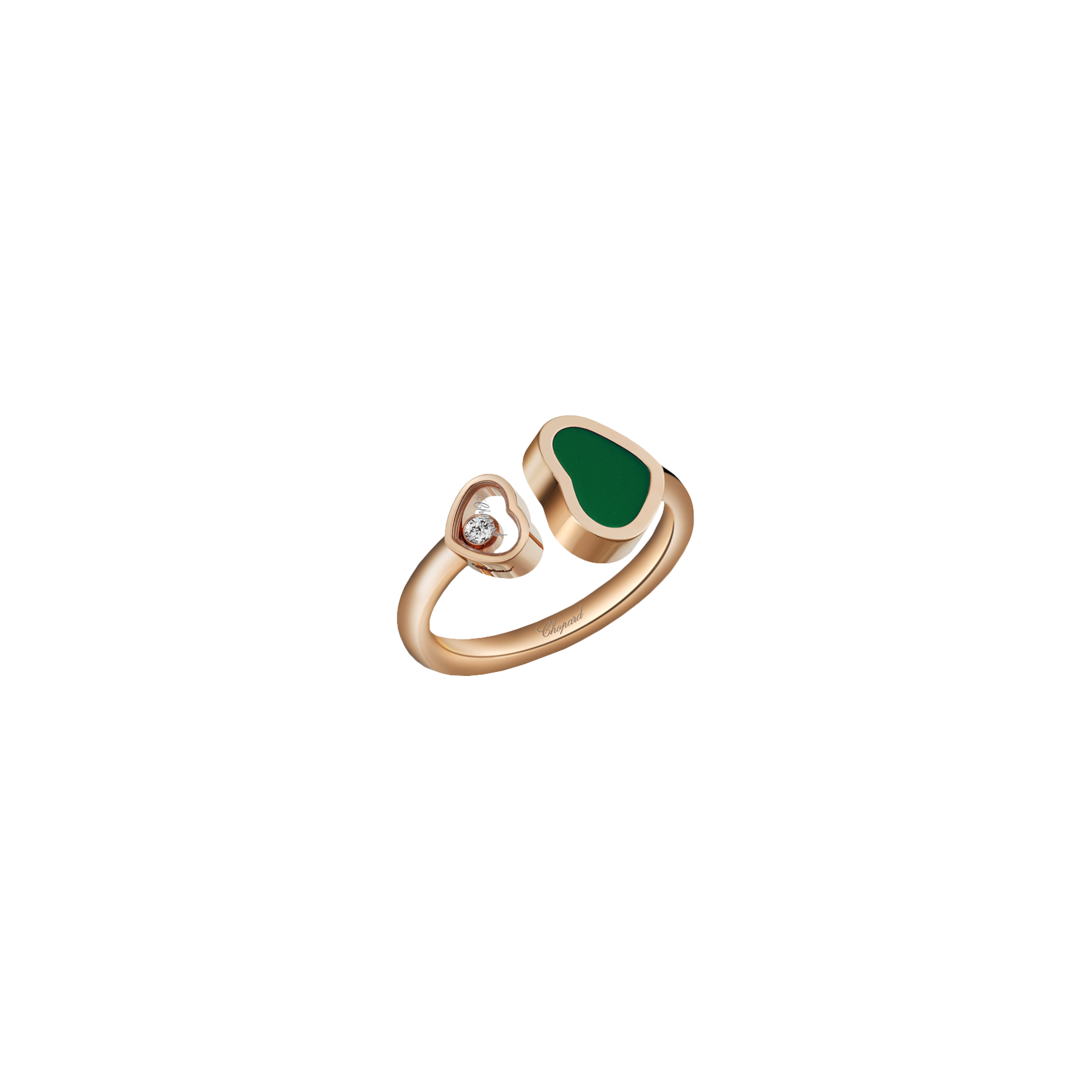Chopard | CHOPARD - HAPPY HEARTS - ANELLO IN ORO ROSA, DIAMANTE, AGATA VERDE - 829482-5100 - 829482 (1)