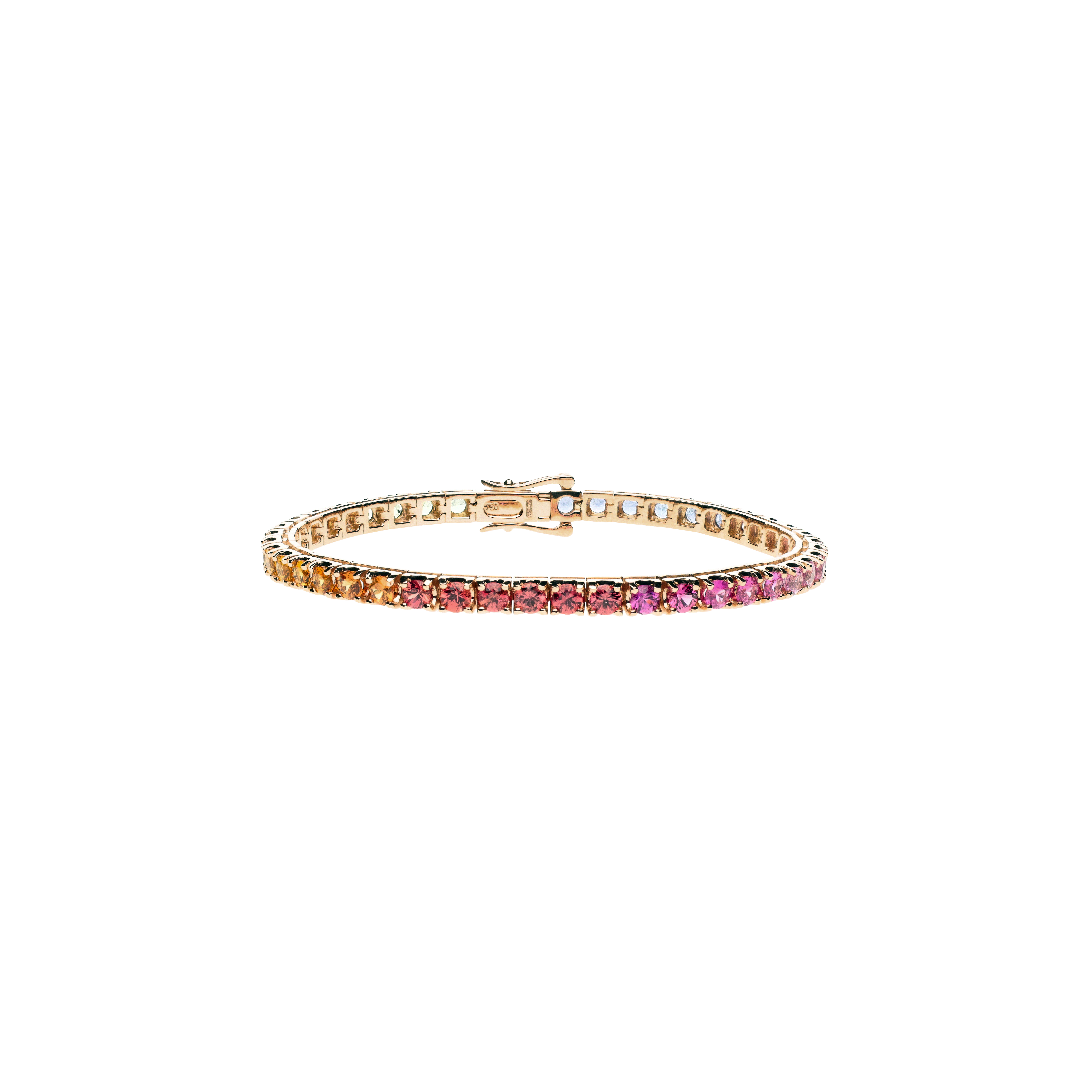 Bartorelli Italian Jewels | BRACCIALE TENNIS RAINBOW IN ORO ROSA CON ZAFFIRI MULTICOLOR - AB0280/RB  (1)