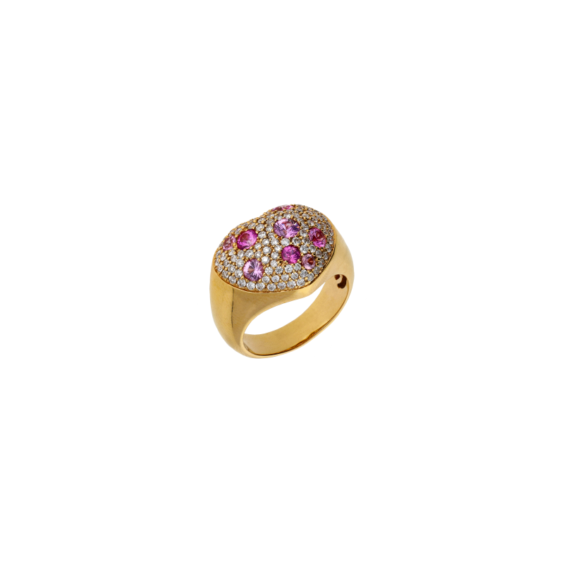 Bartorelli Italian Jewels | ANELLO CUORE IN ORO ROSA CON PAV&Egrave; DI DIAMANTI E ZAFFIRI ROSA - VR22698DSPP (1)