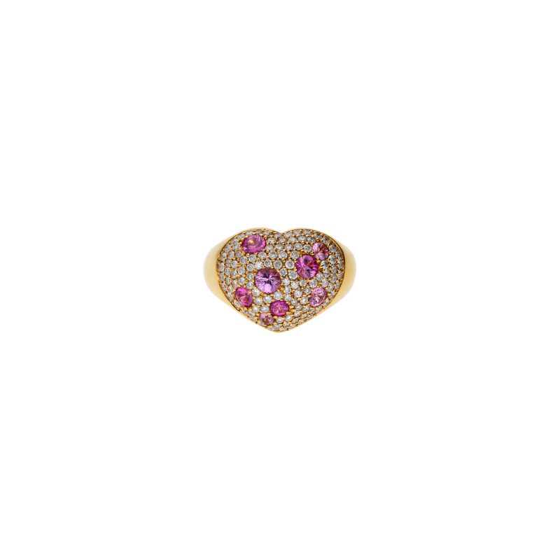 Bartorelli Italian Jewels | ANELLO CUORE IN ORO ROSA CON PAV&Egrave; DI DIAMANTI E ZAFFIRI ROSA - VR22698DSPP (2)