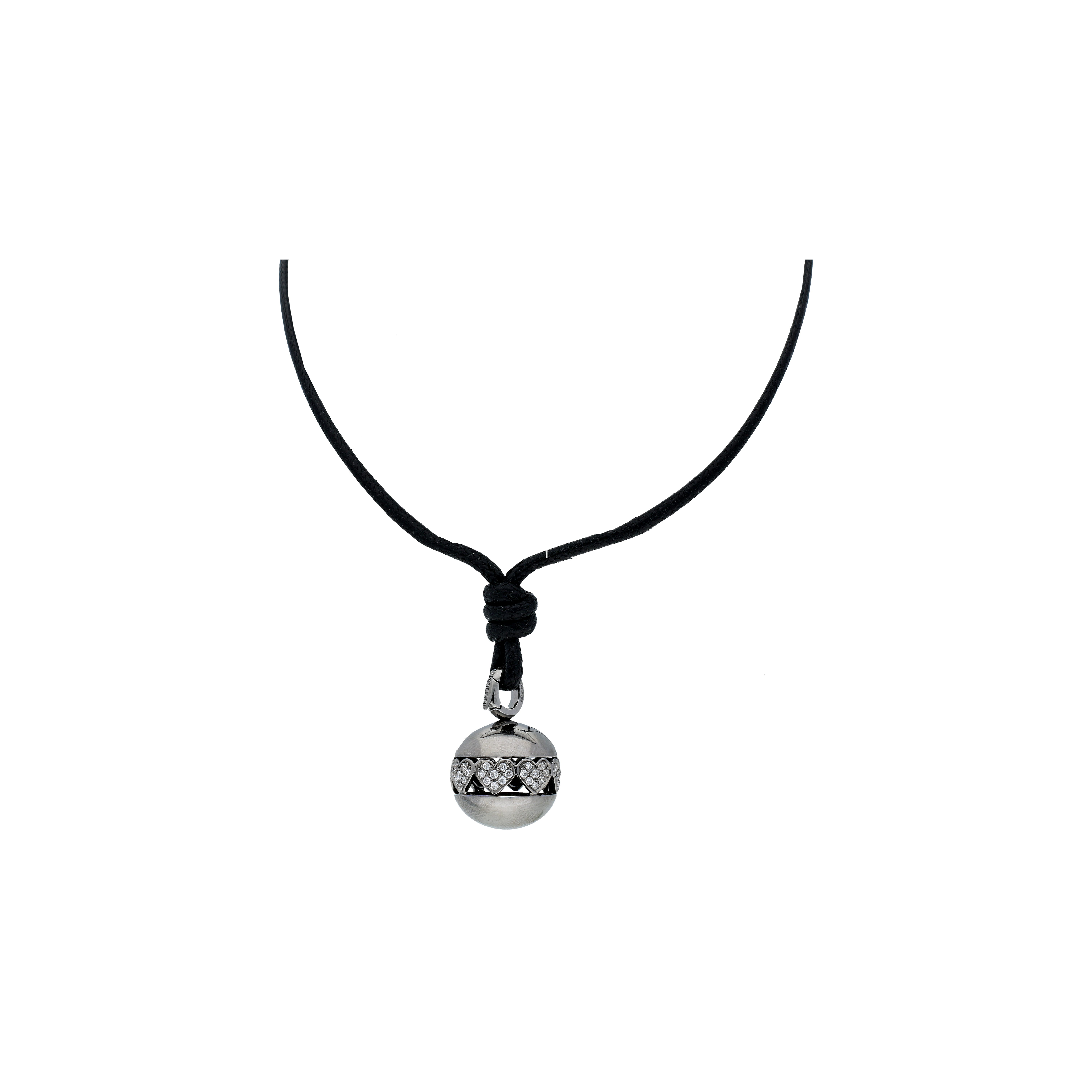 Bartorelli Italian Jewels | CIONDOLO SFERA IN ORO NERO CON CUORI IN PAVE' DI DIAMANTI - VP21778DBW (1)