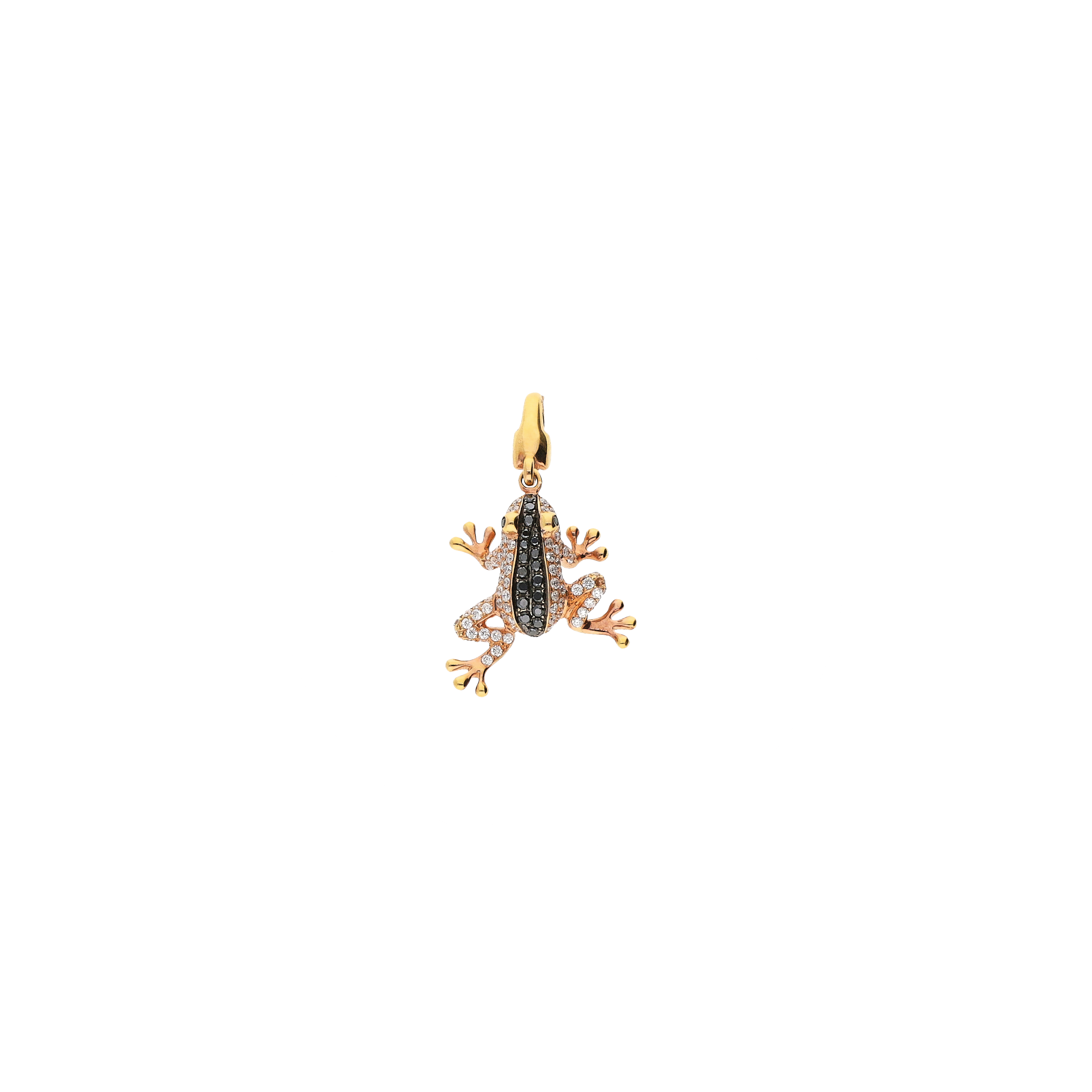 Bartorelli Italian Jewels | CIONDOLO RANA IN ORO ROSA CON PAV&Egrave; DIDIAMANTI BIANCHI E NERI - VC21481DDKP (1)