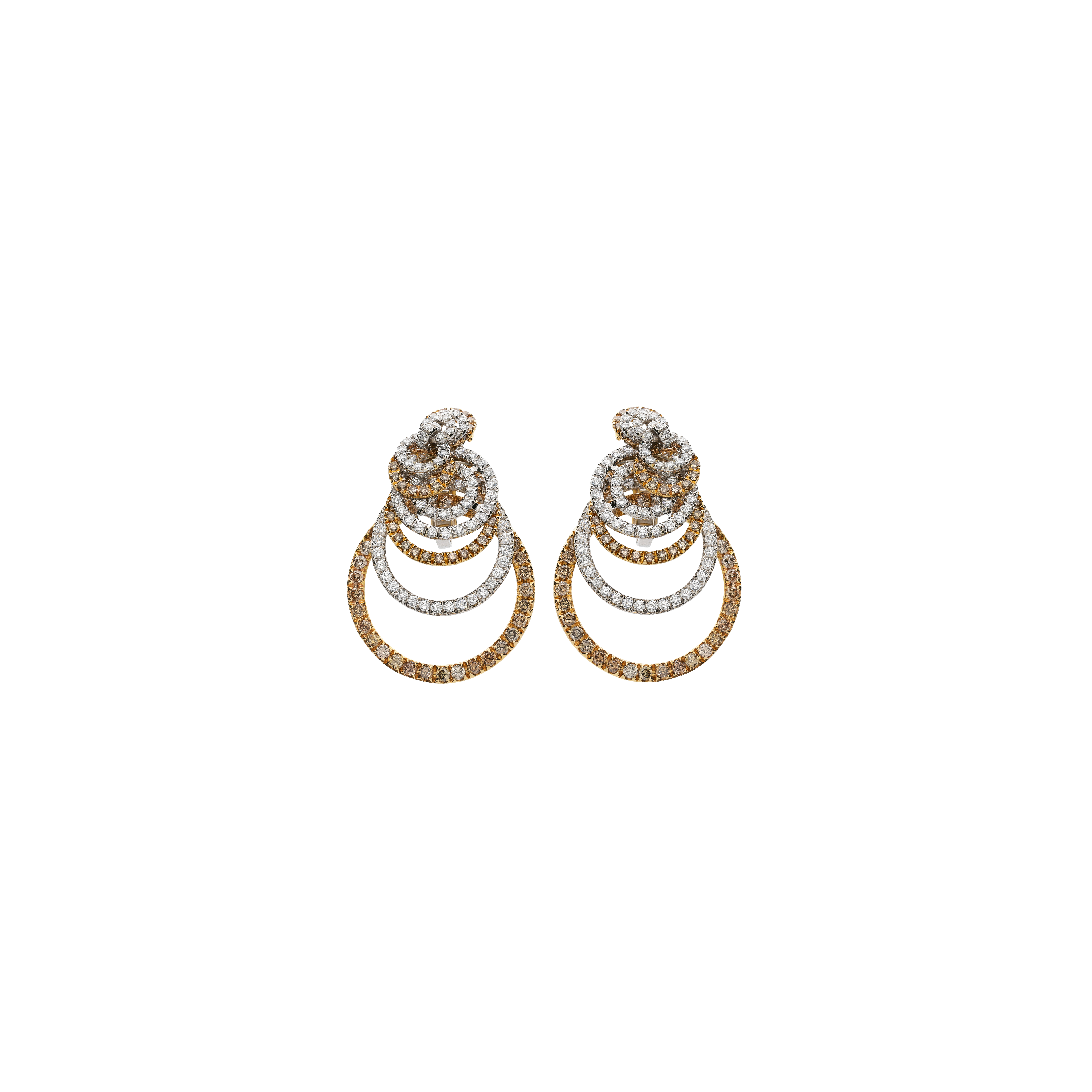 Bartorelli Italian Jewels | ORECCHINI A CERCHI CONCENTRICI IN ORO ROSA E ORO BIANCO CON DIAMANTI BIANCHI E BROWN - 34770 (1)