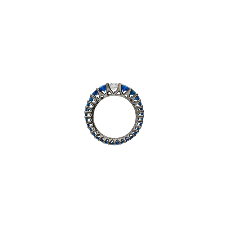 Bartorelli Italian Jewels | ANELLO VERETTA GIRO INTERO IN ORO NERO CON ZAFFIRI BLU E DIAMANTE SOLITARIO - VR21696SBDBW (3)