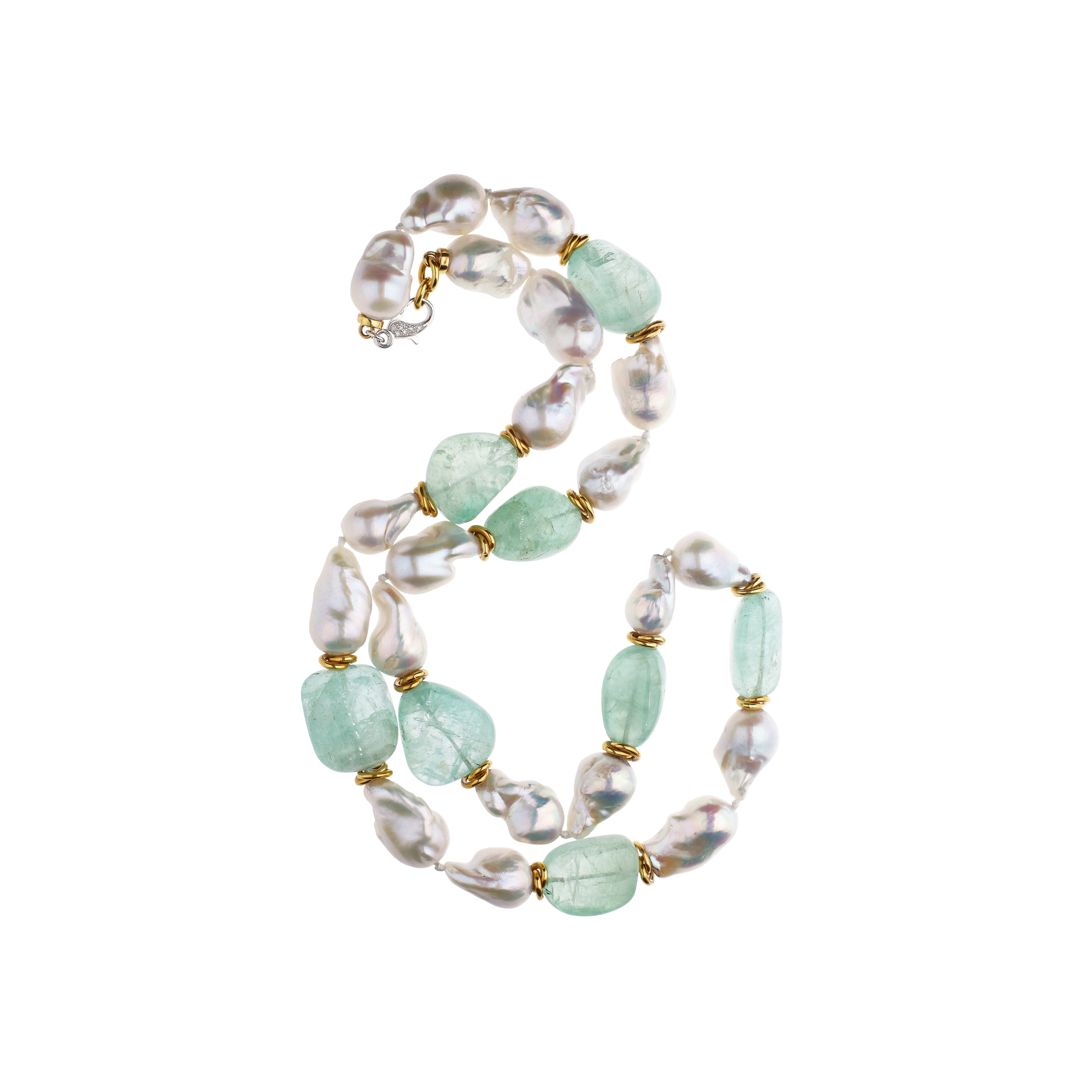 Bartorelli Italian Jewels | COLLANA IN ORO ROSA, ORO BIANCO CON PERLE BAROCCHE, SMERALDI  E DIAMANTI - C0LL285/2SM (1)