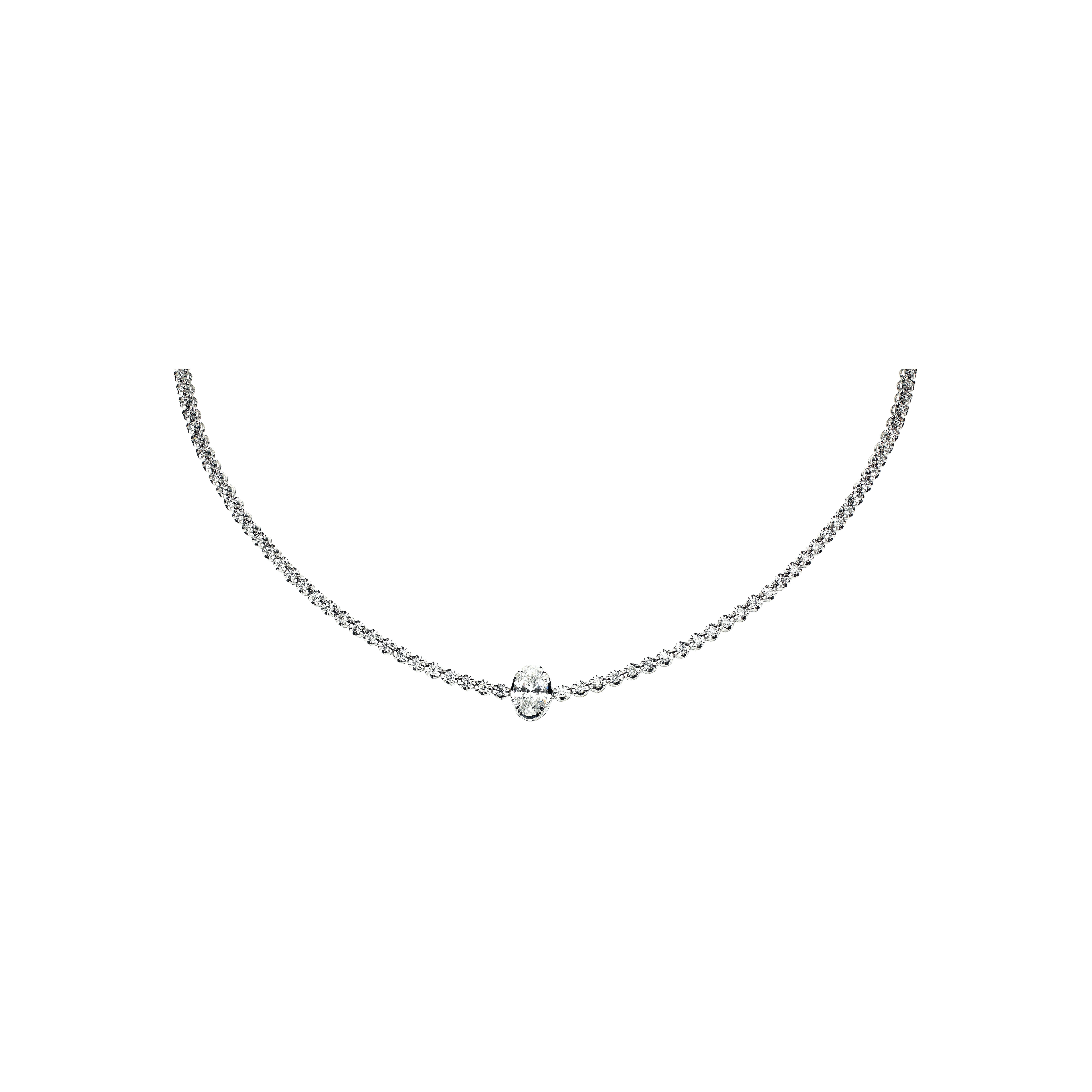 Bartorelli Italian Jewels | COLLANA TENNIS IN ORO BIANCO E DIAMANTI CON SOLITARIO CENTRALE - AN2915 (1)