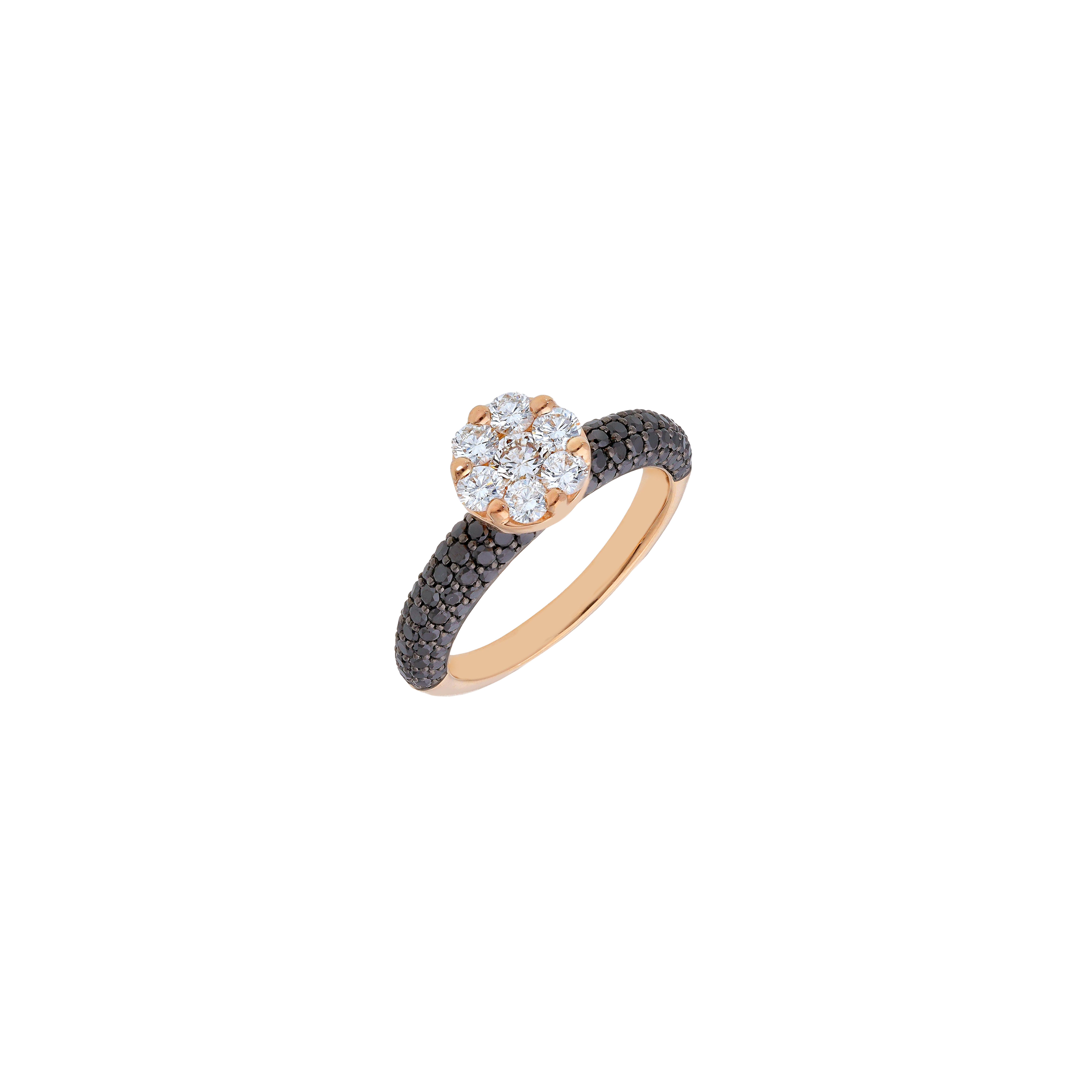 Bartorelli Italian Jewels | ANELLO SOLITARIO IN ORO ROSA CON PAV&Egrave; DI DIAMANTI BIANCHI E DIAMANTI NERI - VR09201DKDP (1)