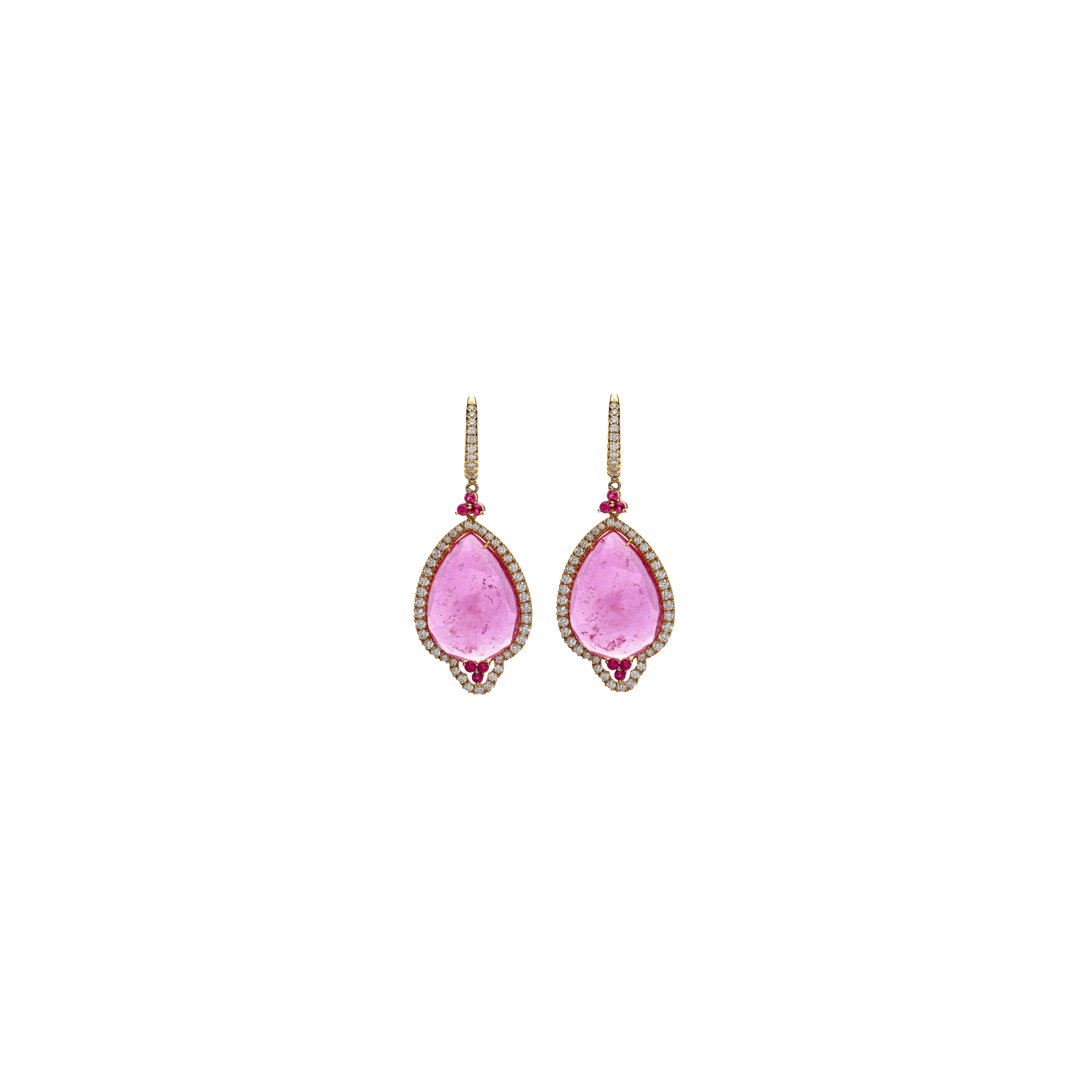 Bartorelli Italian Jewels | ORECCHINI PENDENTI IN ORO ROSA CON RUBINI E DIAMANTI - 74630582 (1)