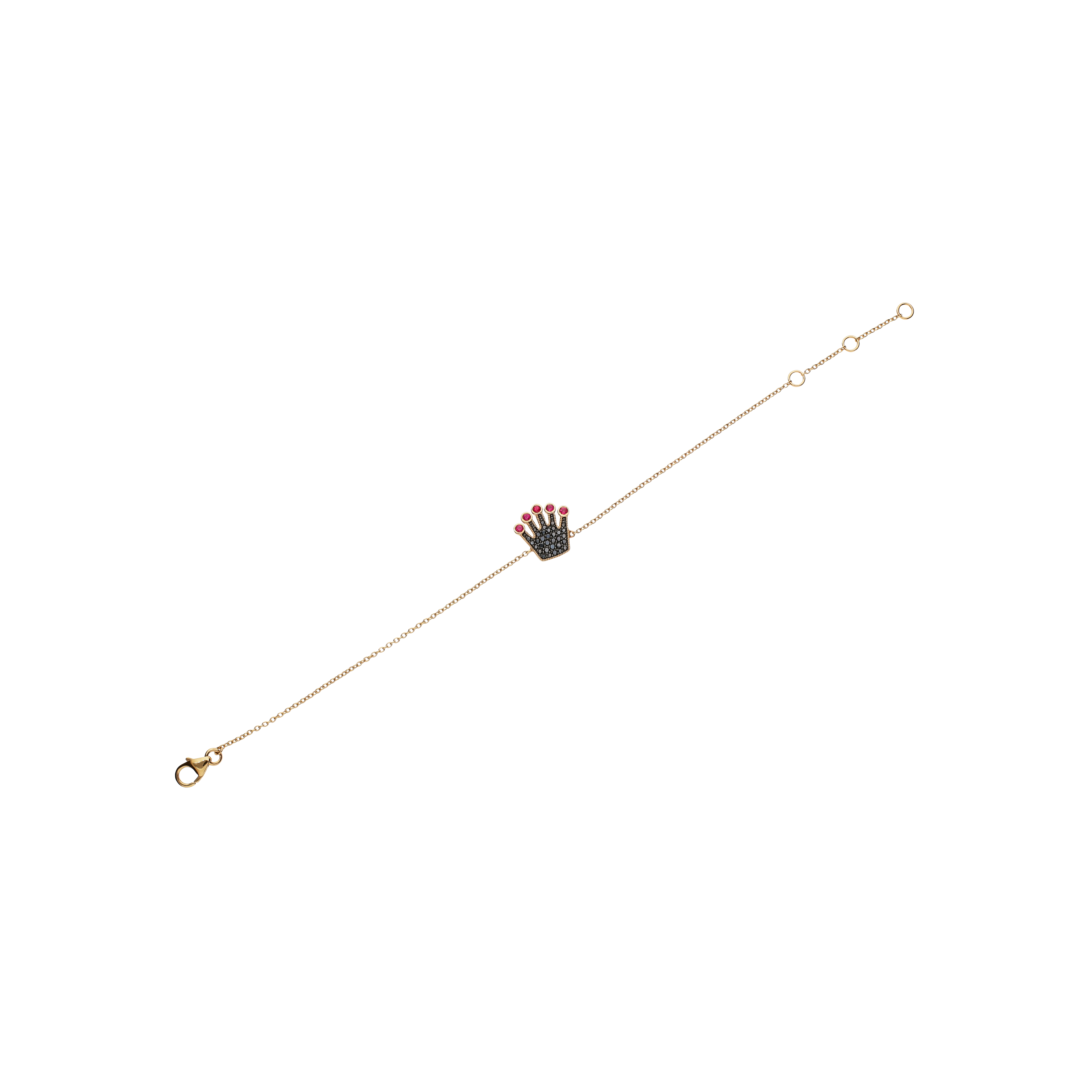 Bartorelli Italian Jewels | BRACCIALE IN ORO ROSA CON CORONA IN PAV&Egrave; DI DIAMANTI NERI E RUBINI - VB24845DKRUP (1)