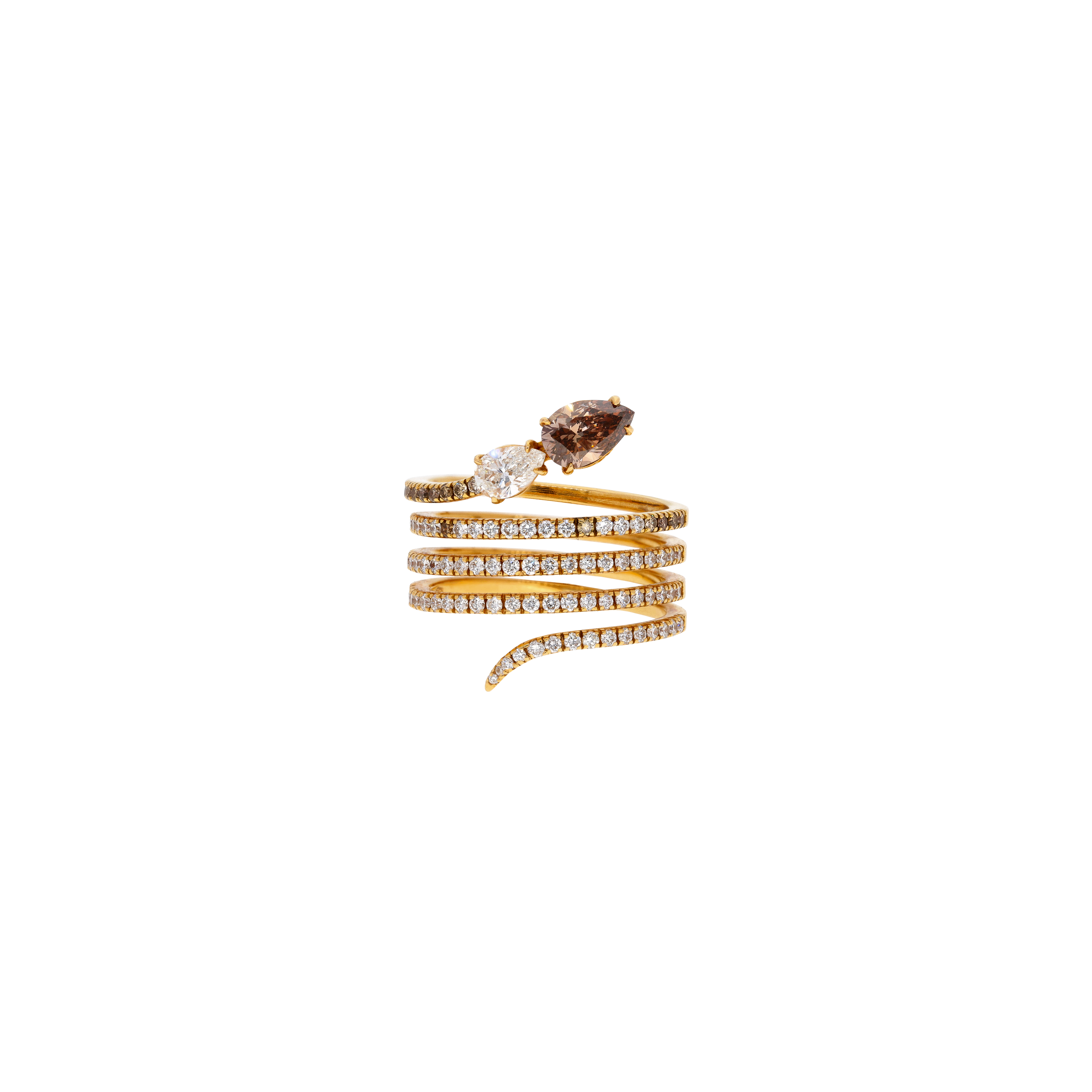 Bartorelli Italian Jewels | ANELLO SERPENTE IN ORO ROSA CON DIAMANTI BIANCHI E DIAMANTI BROWN - 71950626 (2)