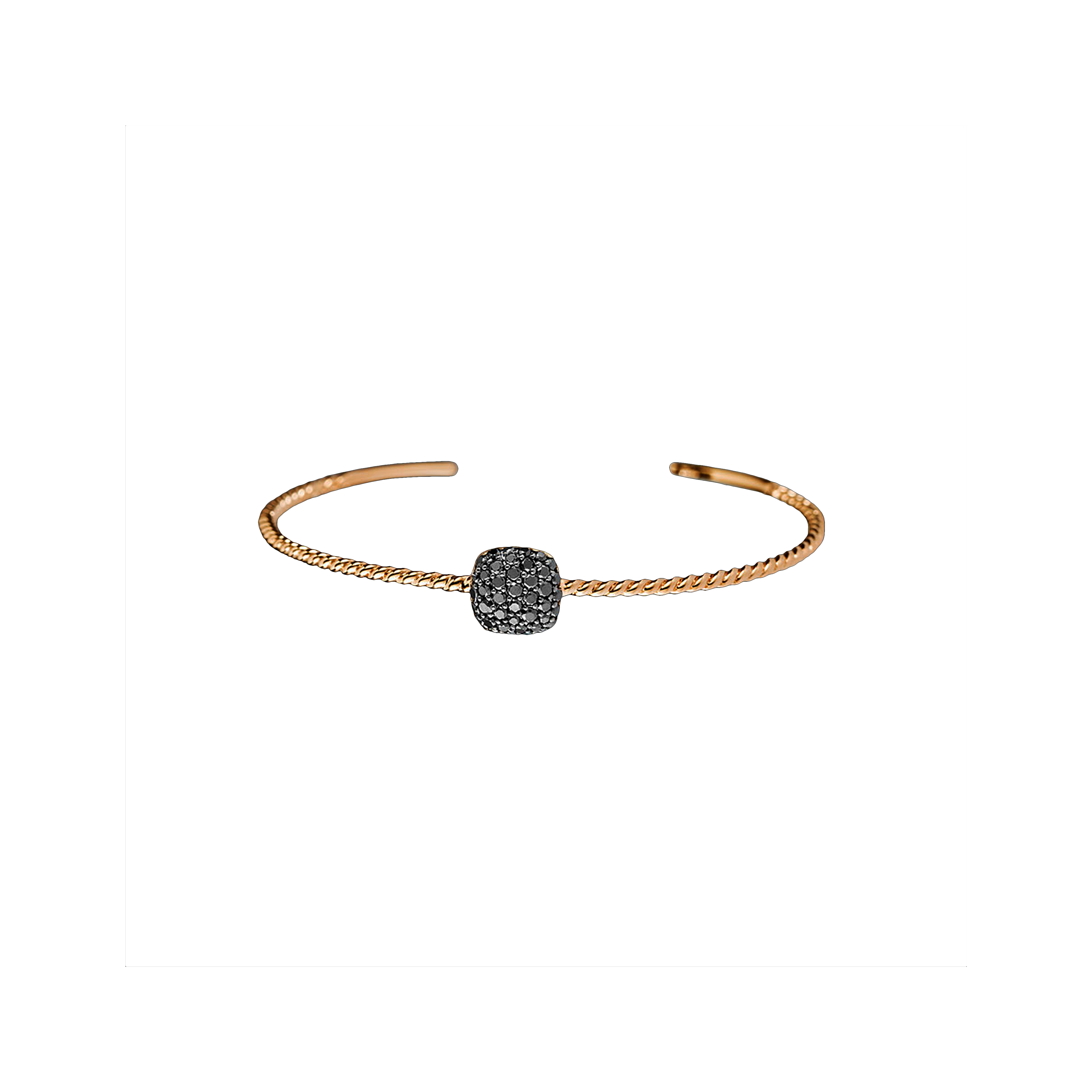 Bartorelli Italian Jewels | BRACCIALE RIGIDO IN ORO ROSA CON ELEMENTO IN PAV&Eacute; DI DIAMANTI NERI - VB25533DKP (1)