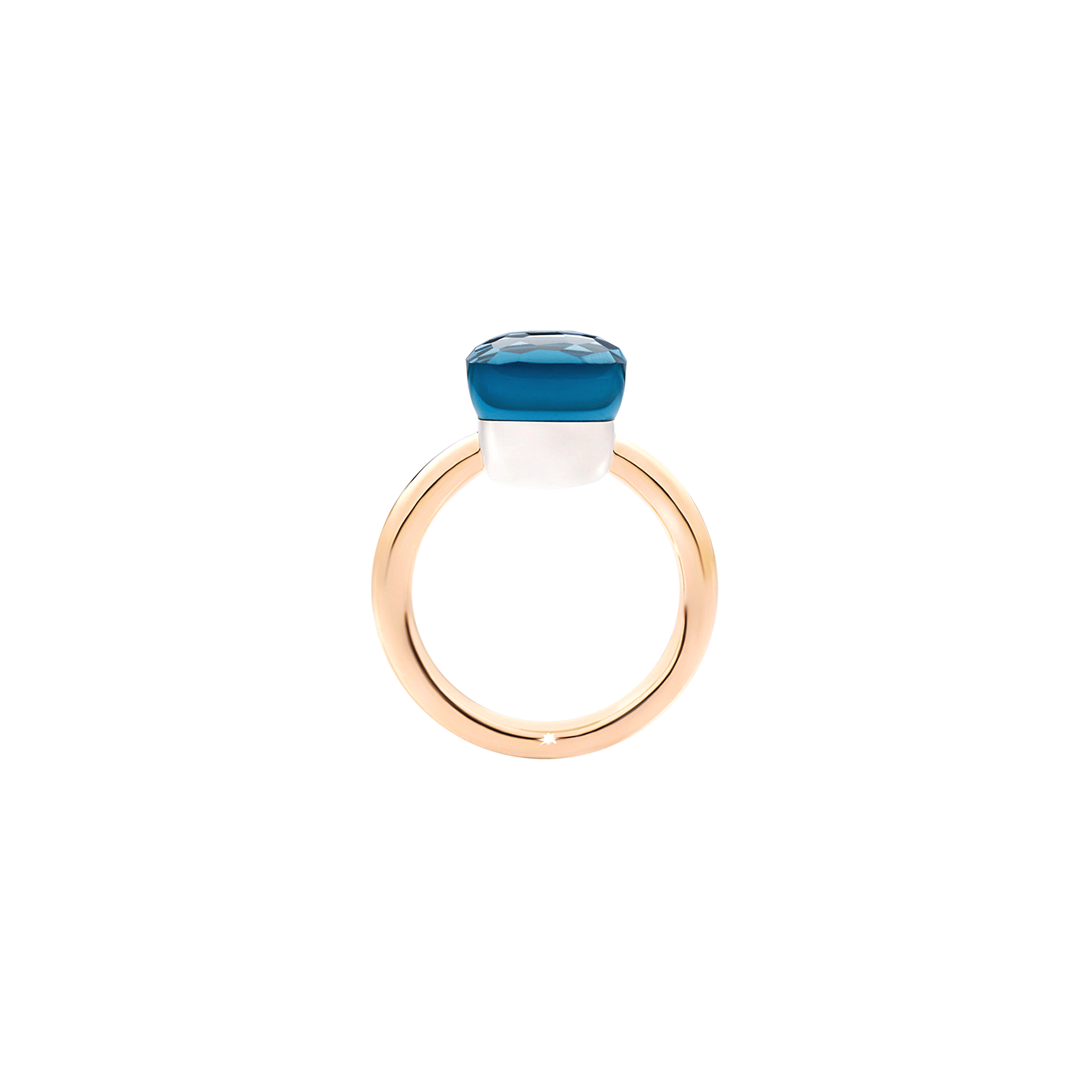 Pomellato | ANELLO NUDO - ANELLO IN ORO ROSA CON CASTONE IN ORO BIANCO E TOPAZIO BLU LONDON SFACCETTATO - A.A110/O6/TL - PAA1100O6000000TL (3)