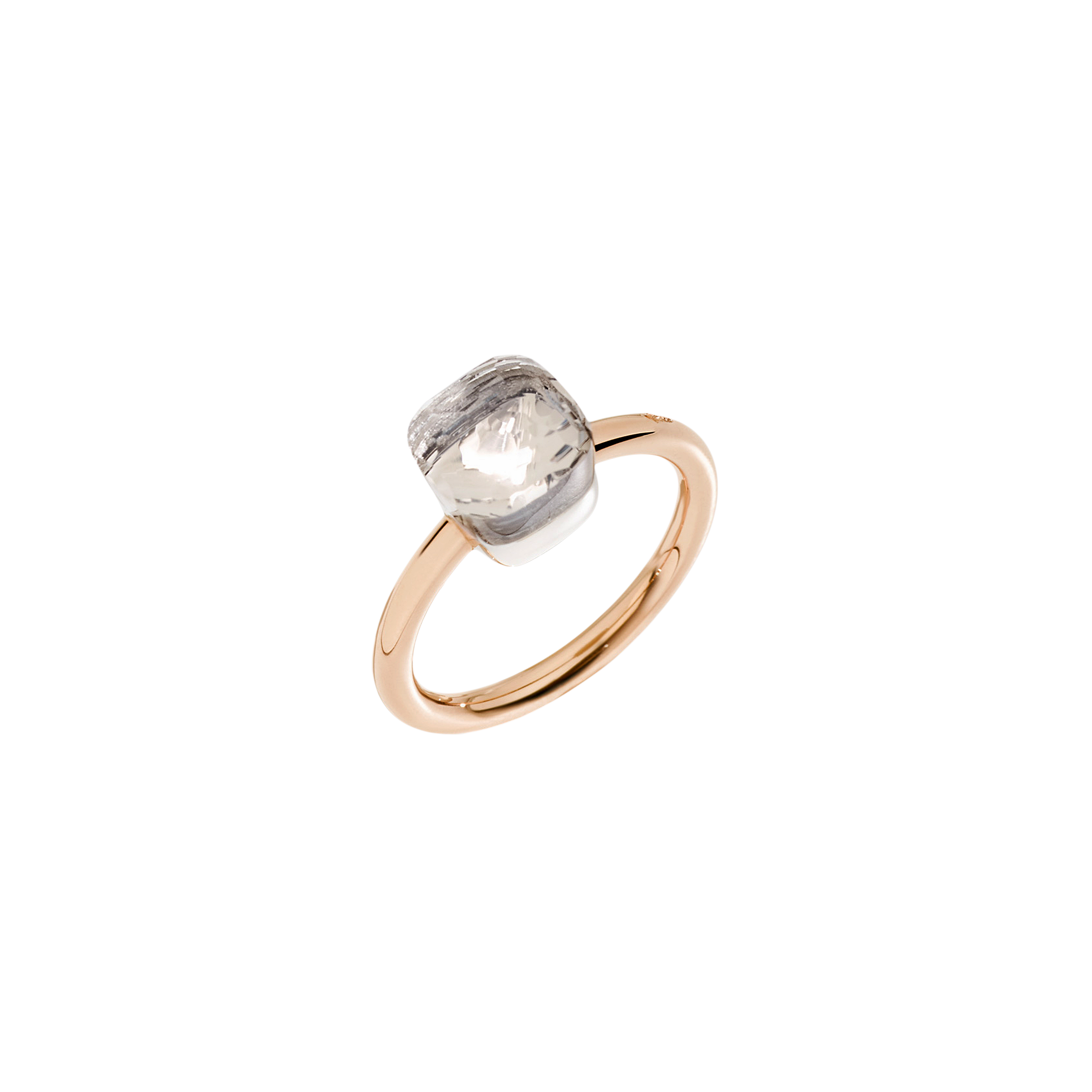 Pomellato | ANELLO NUDO - ANELLO NUDO PETIT IN ORO ROSA CON CASTONE IN ORO BIANCO E TOPAZIO BIANCO SFACCETTATO - A.B403/O6/TB - PAB4030O6000000TB (1)