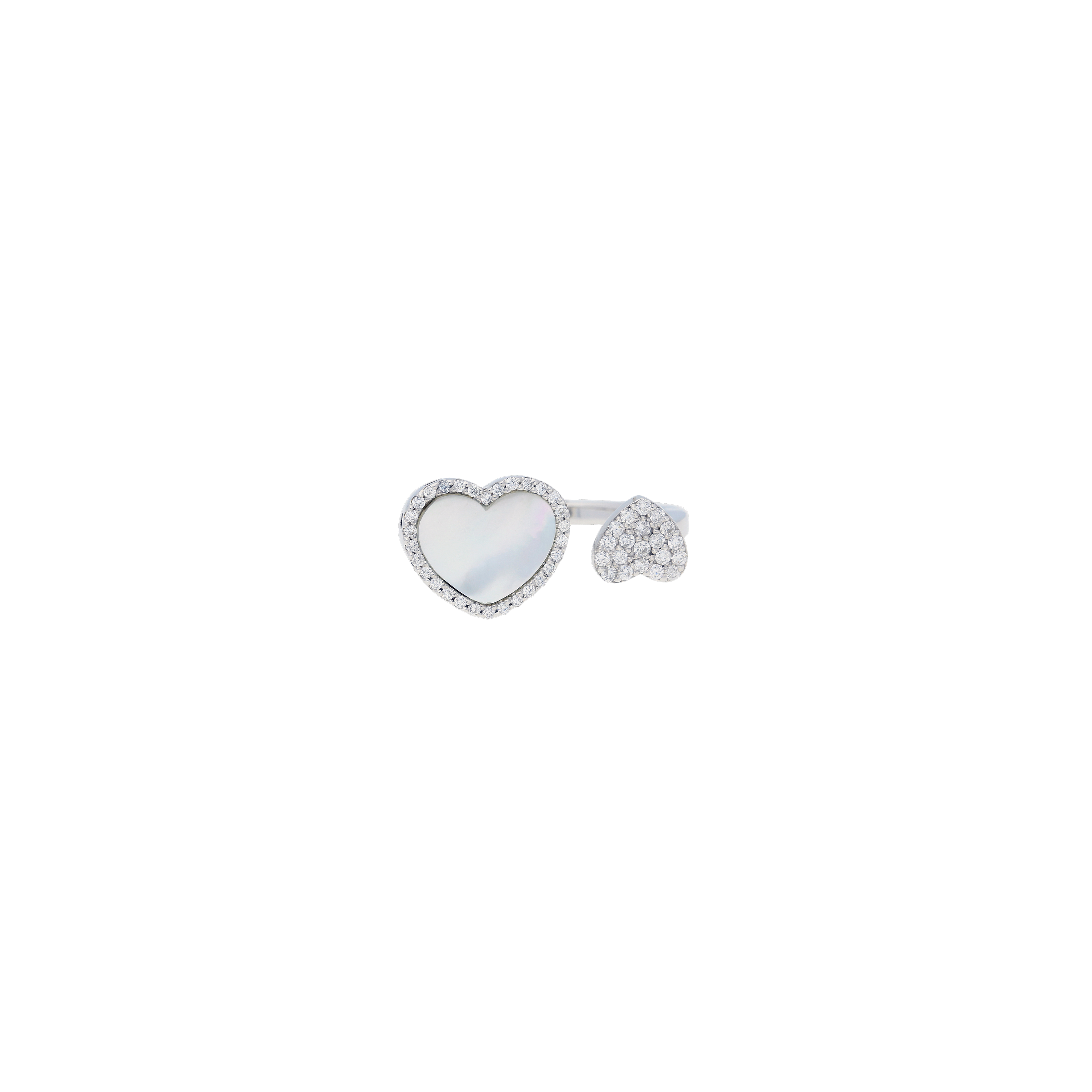 Bartorelli Italian Jewels | ANELLO IN ORO BIANCO  CON CUORE IN MADREPERLA E CUORE CON DIAMANTI BIANCHI - ANP132/18-MB (2)