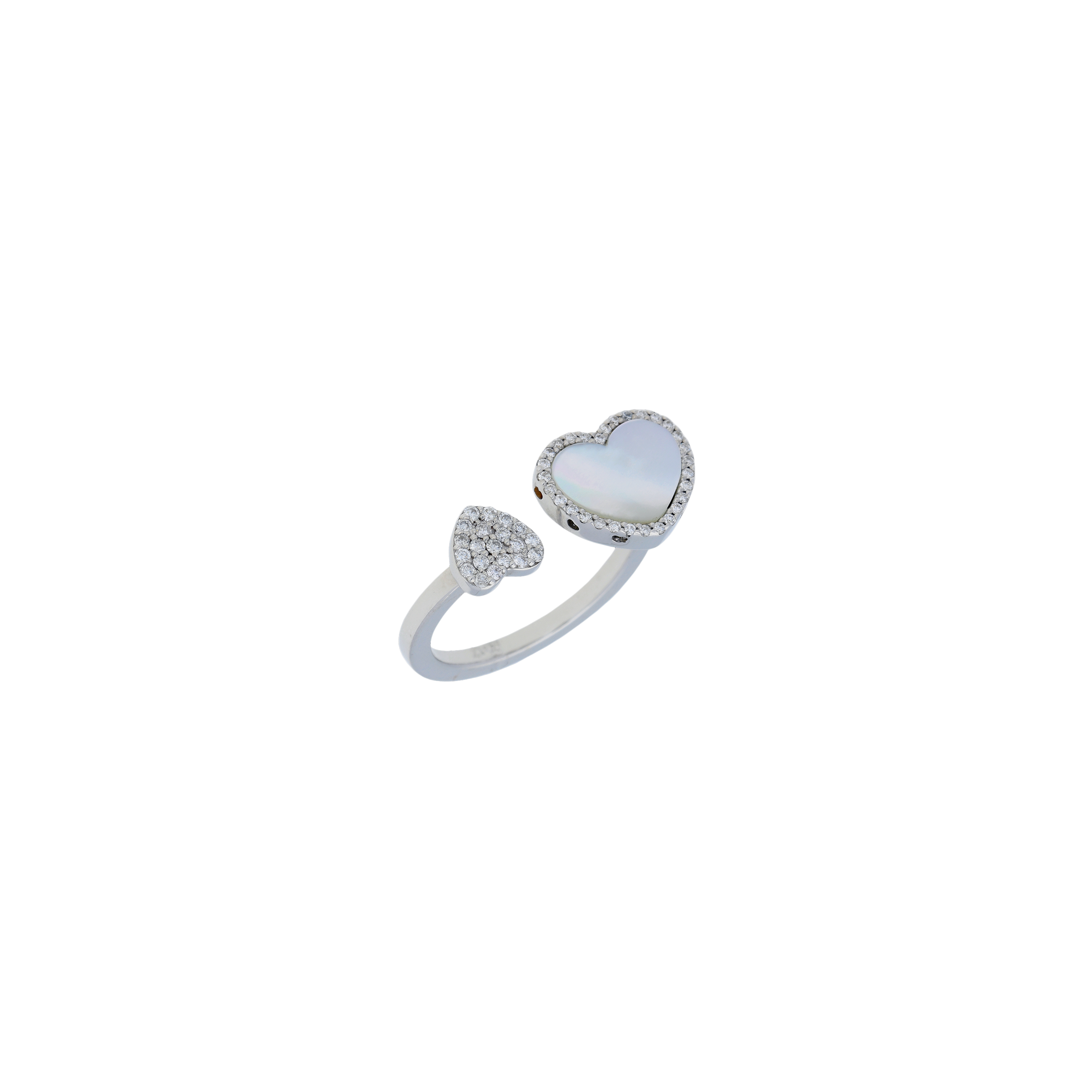 Bartorelli Italian Jewels | ANELLO IN ORO BIANCO  CON CUORE IN MADREPERLA E CUORE CON DIAMANTI BIANCHI - ANP132/18-MB (1)