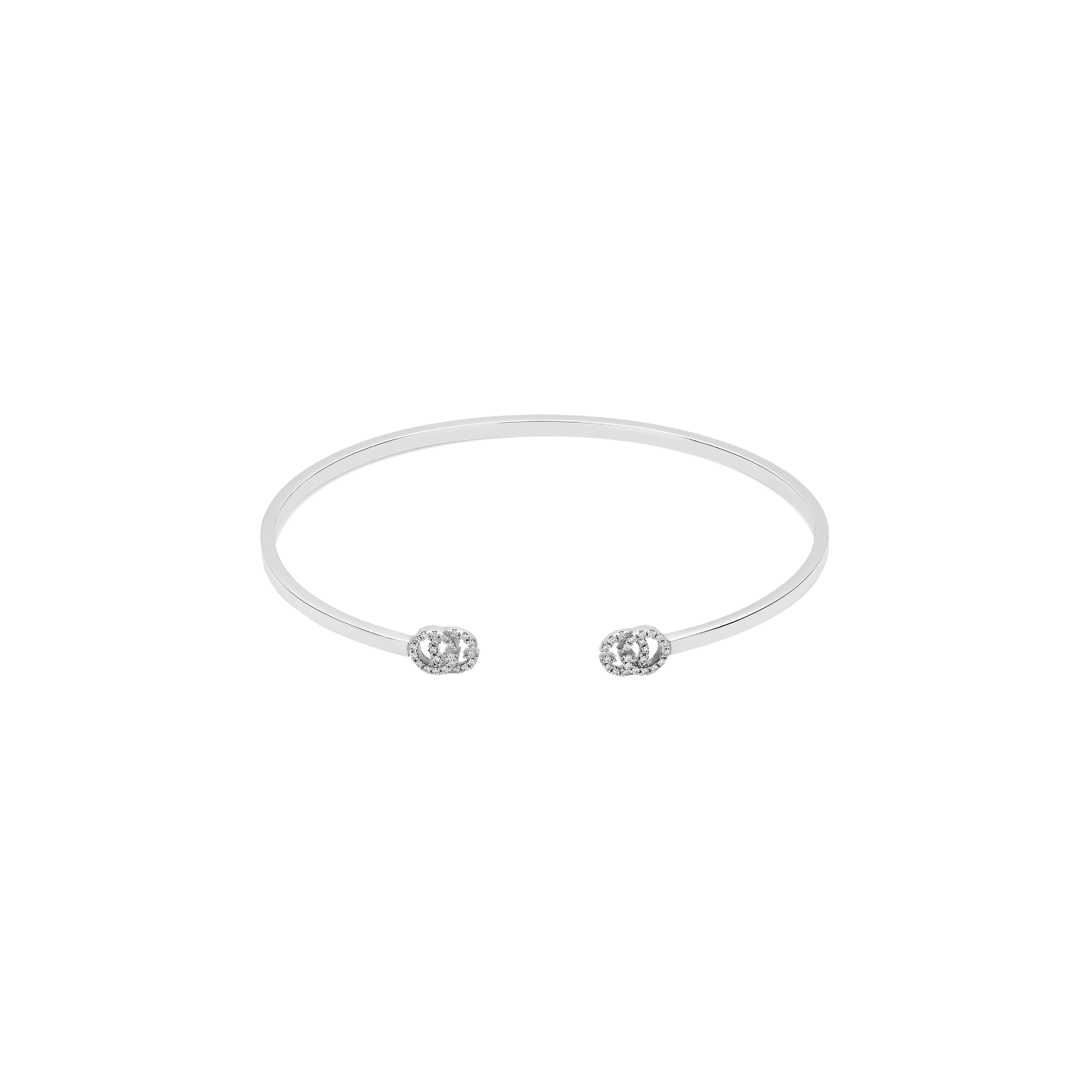 Gucci | BRACCIALE RIGIDO GG RUNNING IN ORO BIANCO CON DIAMANTI - YBA481662002 - YBA4816620020 (1)