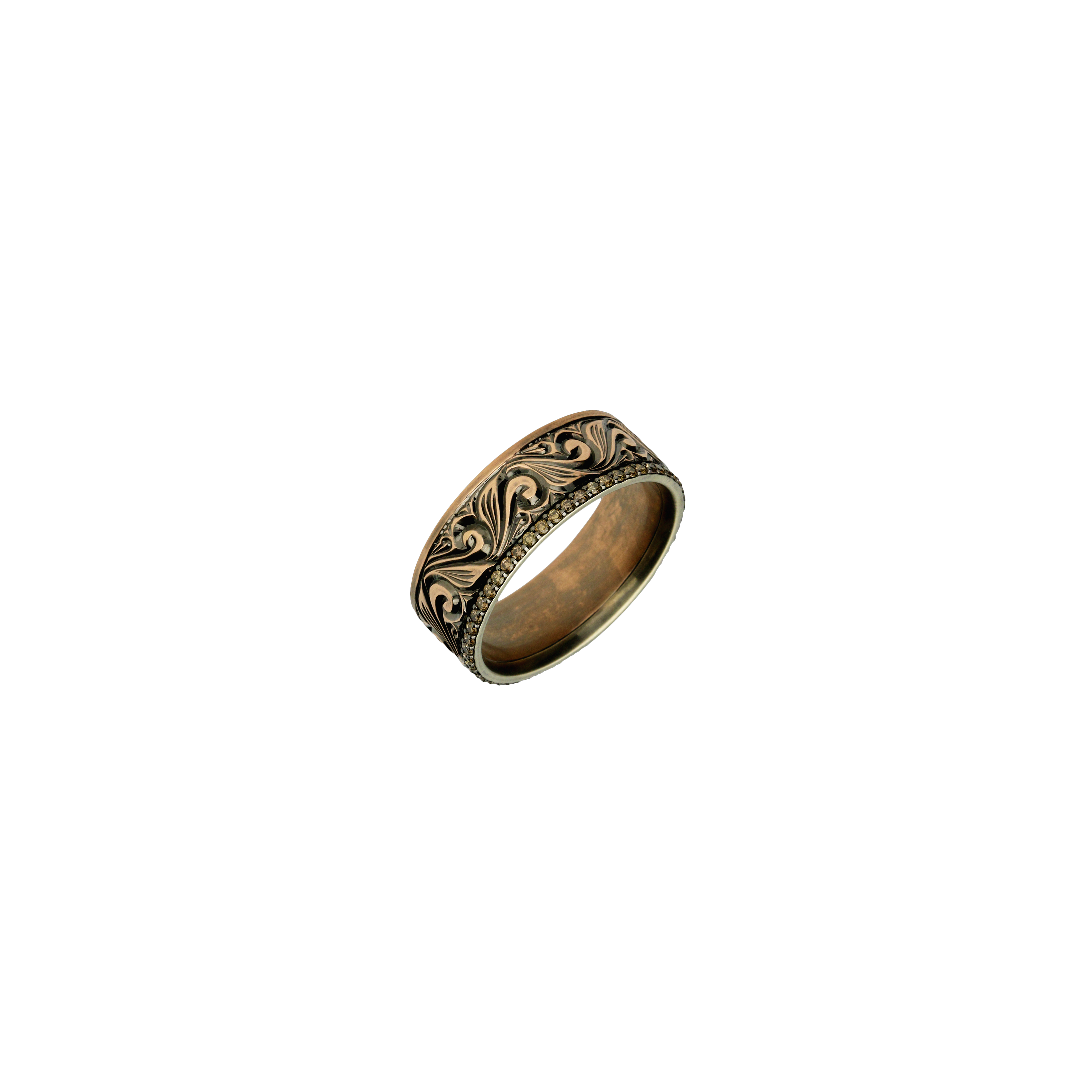 Bartorelli Italian Jewels | ANELLO IN ORO ROSA INCISO A MANO E DIAMANTI BROWN - VR26219DBX09 (1)