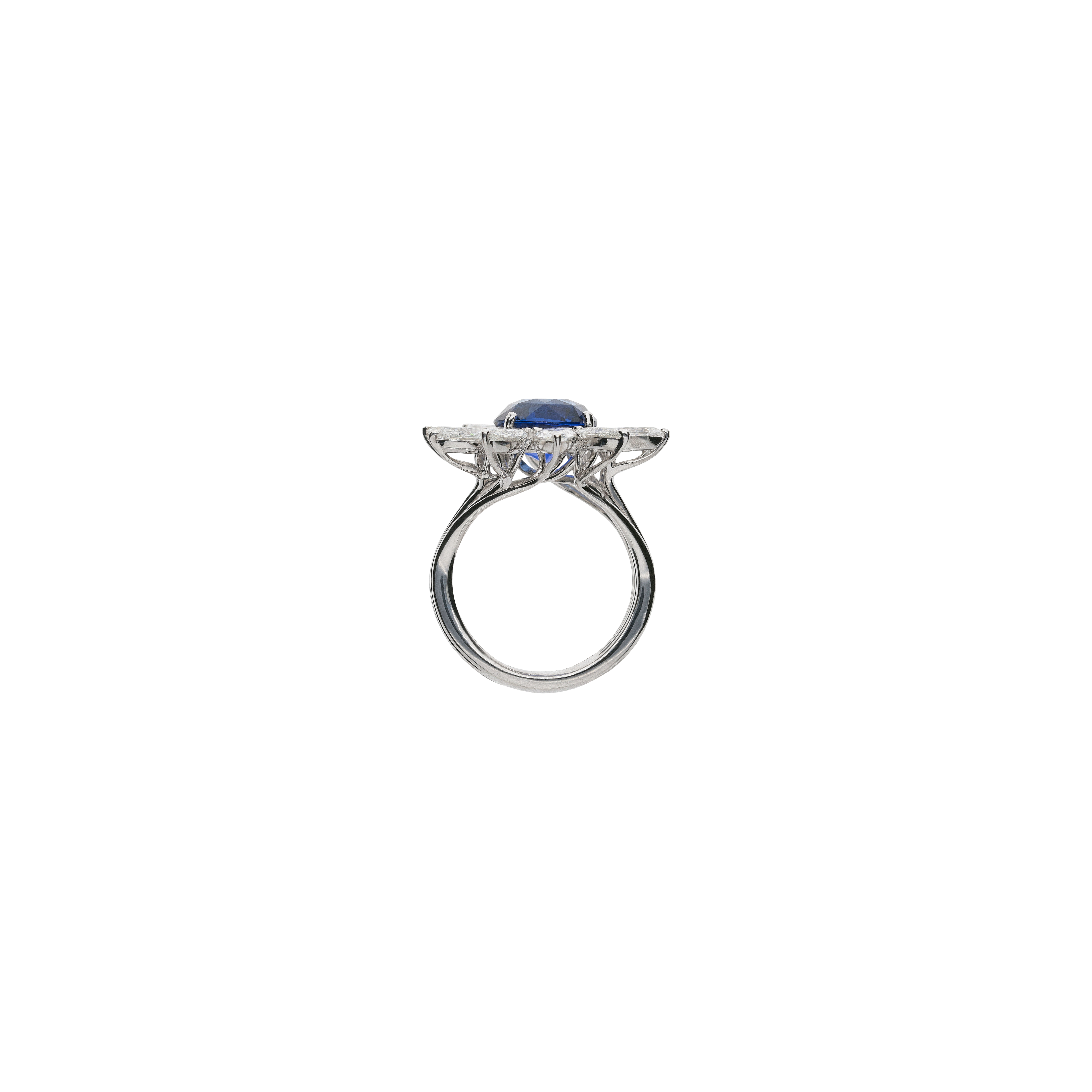 Bartorelli Italian Jewels | ANELLO FIORE IN ORO BIANCO CON DIAMANTI E ZAFFIRO - 3R00139SBDW (3)