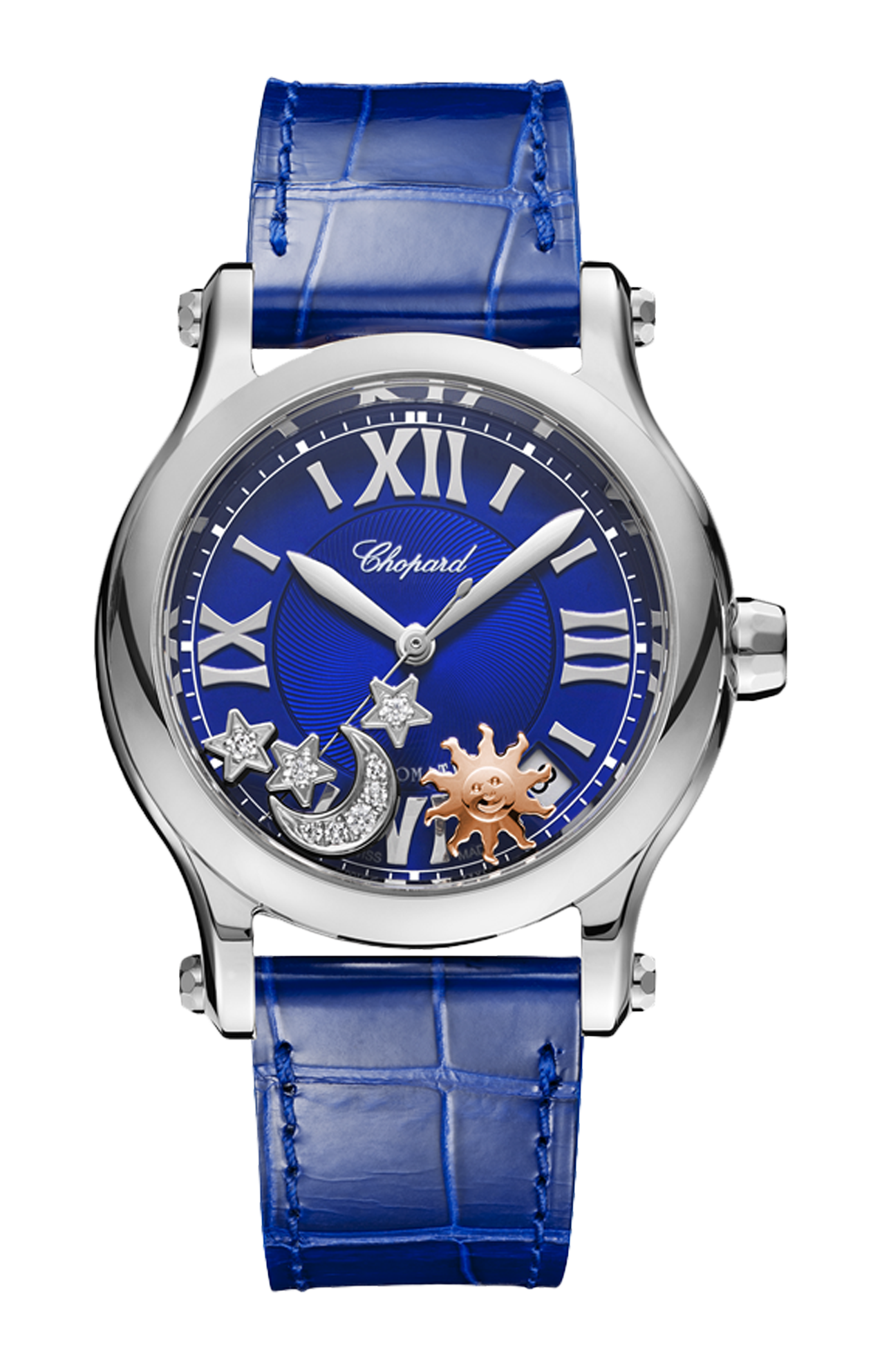 Chopard | HAPPY SPORT SUN, MOON AND STARS 36 MM, AUTOMATICO, LUCENT STEEL&trade;, DIAMANTI - 278559 (1)