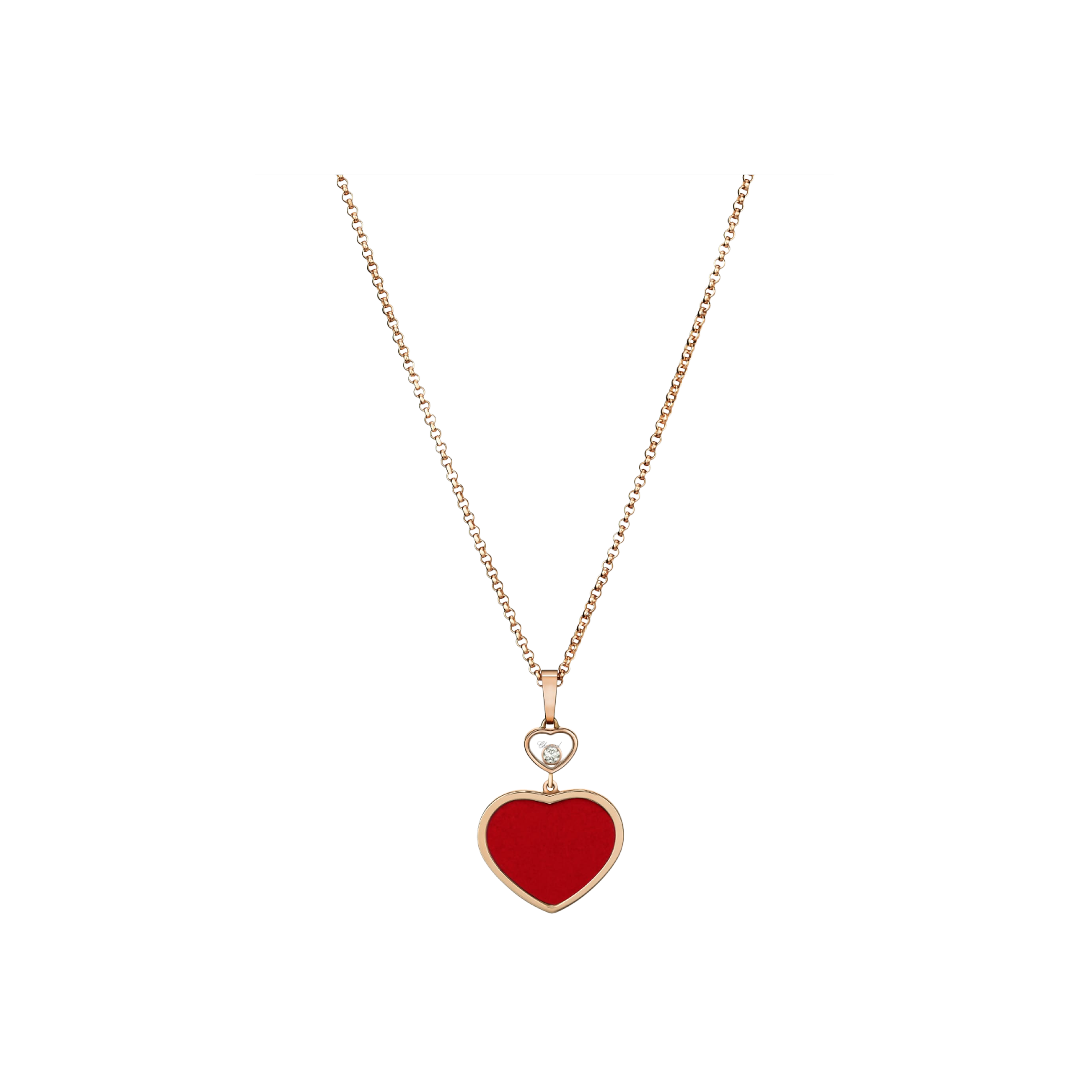Chopard | CHOPARD - COLLANA HAPPY HEARTS IN ORO ROSA ETICO, DIAMANTE E PIETRA ROSSA - 797482-5801 - 797482 (1)