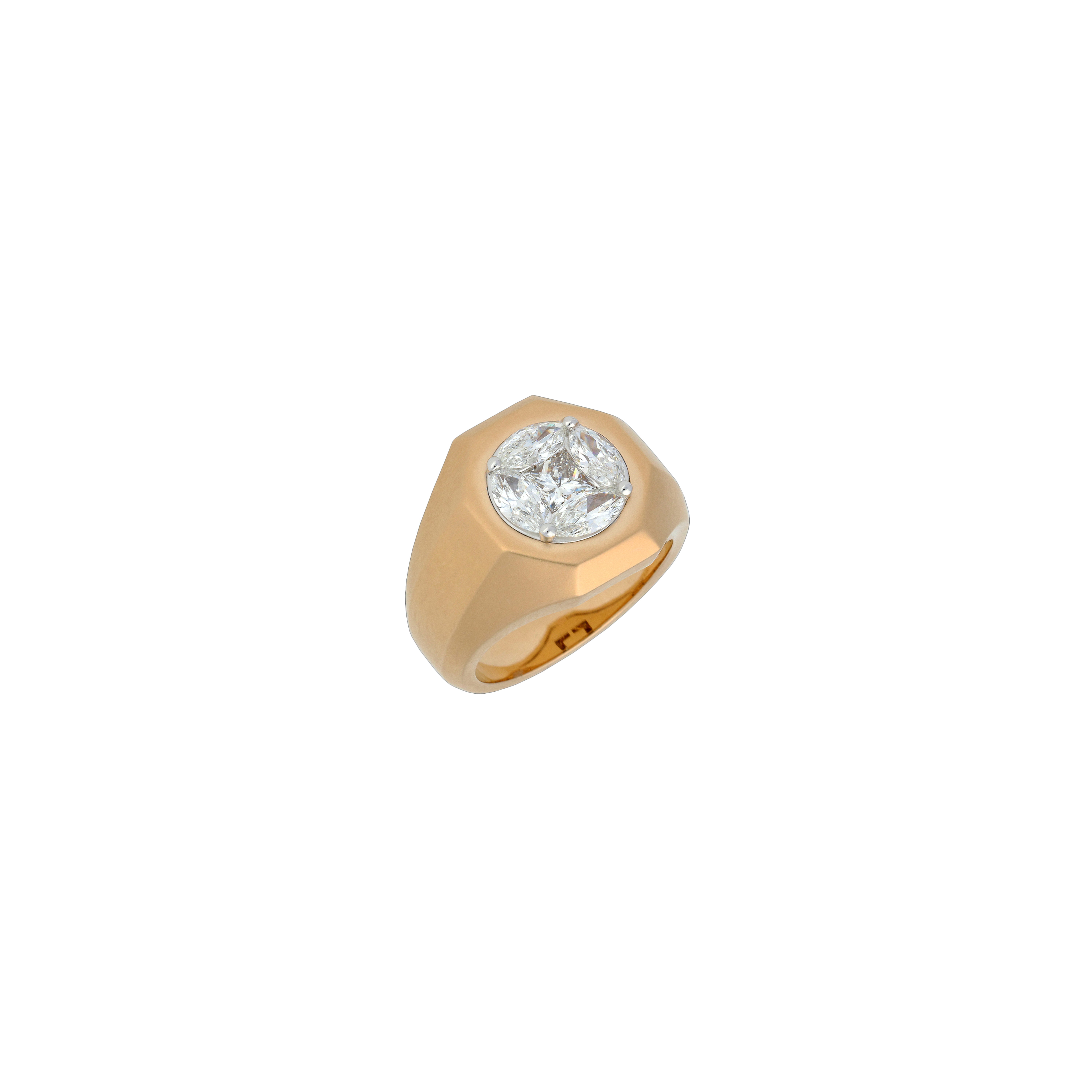 Bartorelli Italian Jewels | ANELLO OCTAGON IN ORO ROSA SATINATO E DIAMANTI BIANCHI - VR26418DPS (1)