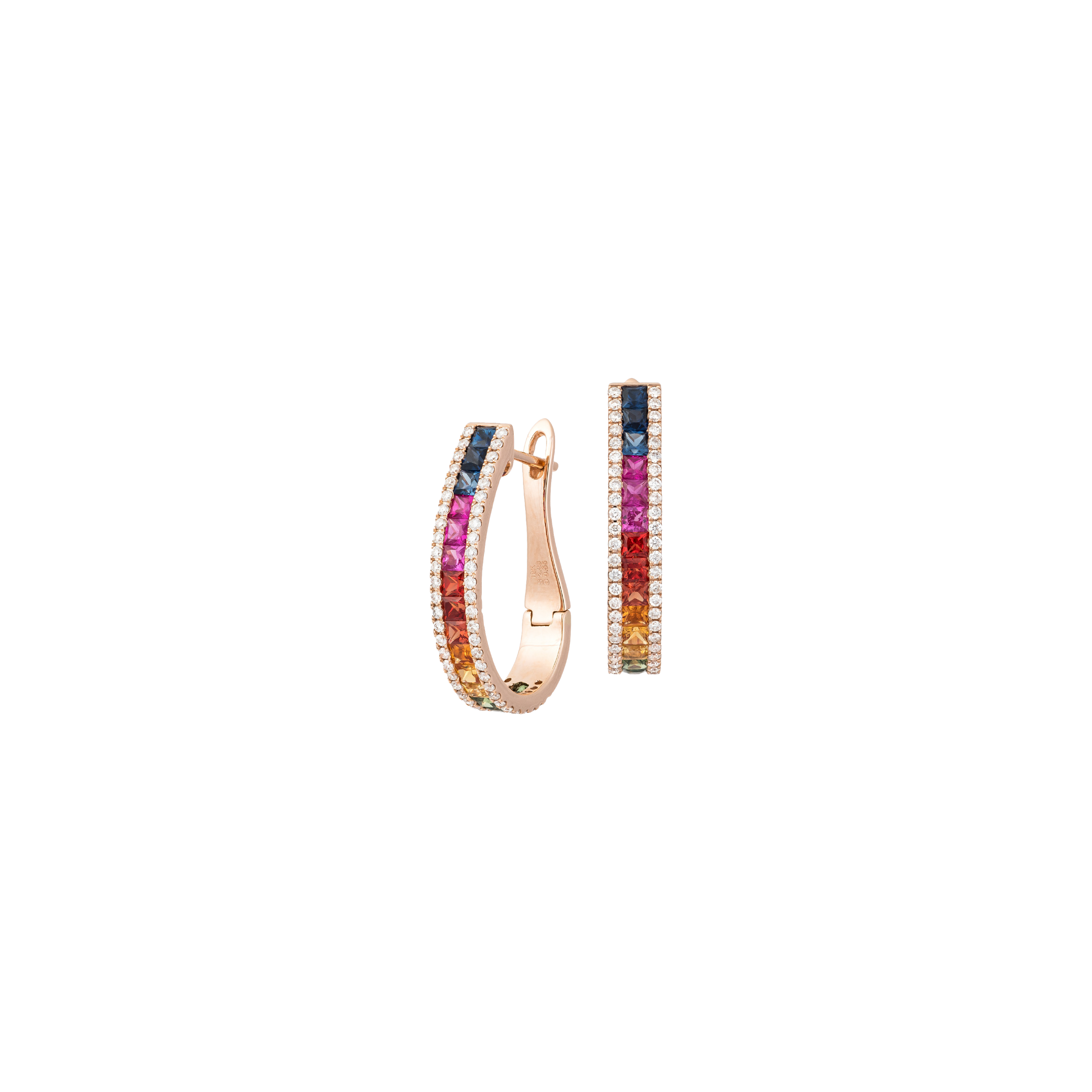 Bartorelli Italian Jewels | ORECCHINI RAINBOW IN ORO ROSA CON ZAFFIRI MULTICOLOR E DIAMANTI BIANCHI - KE1017/MS (1)