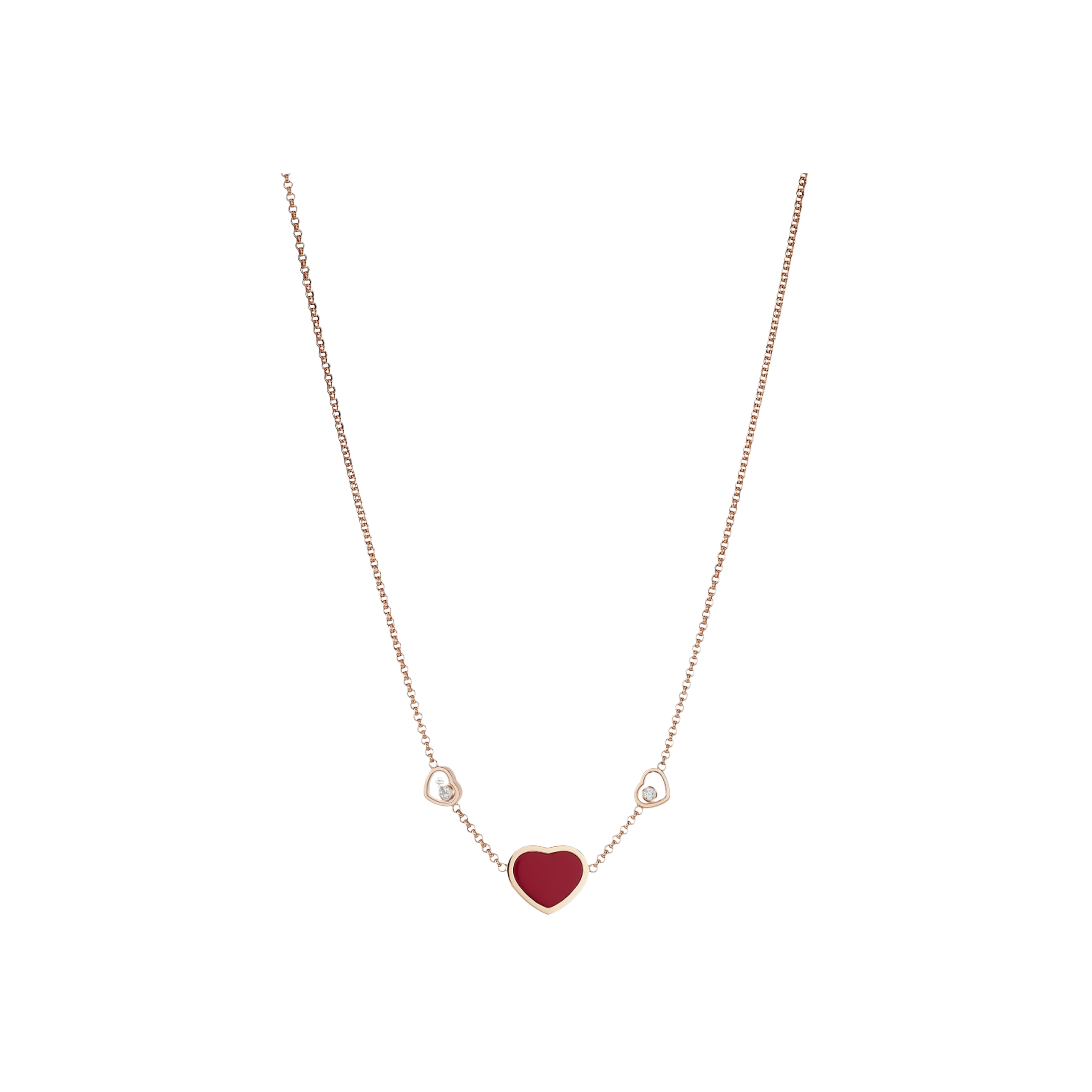 Chopard | CHOPARD - COLLANA HAPPY HEARTS IN ORO ROSA ETICO, DIAMANTI, PIETRA ROSSA - 81A082-5801 - 81A082 (1)