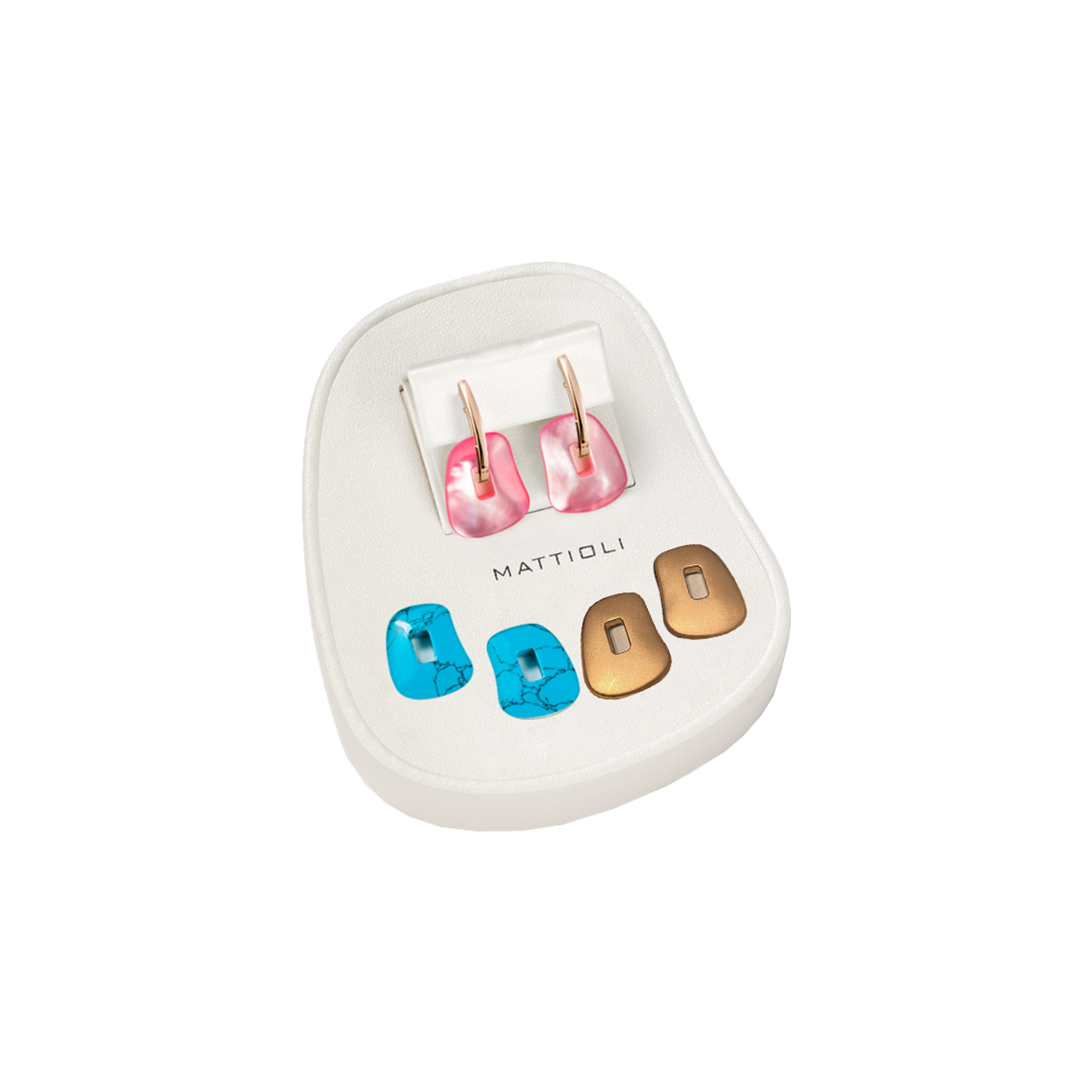 Mattioli | ORECCHINI PUZZLE MEDI IN ORO ROSA E TRE PAIA DI PUZZLE INTERCAMBIABILI - MOR054R032M - MOR054R032M (1)